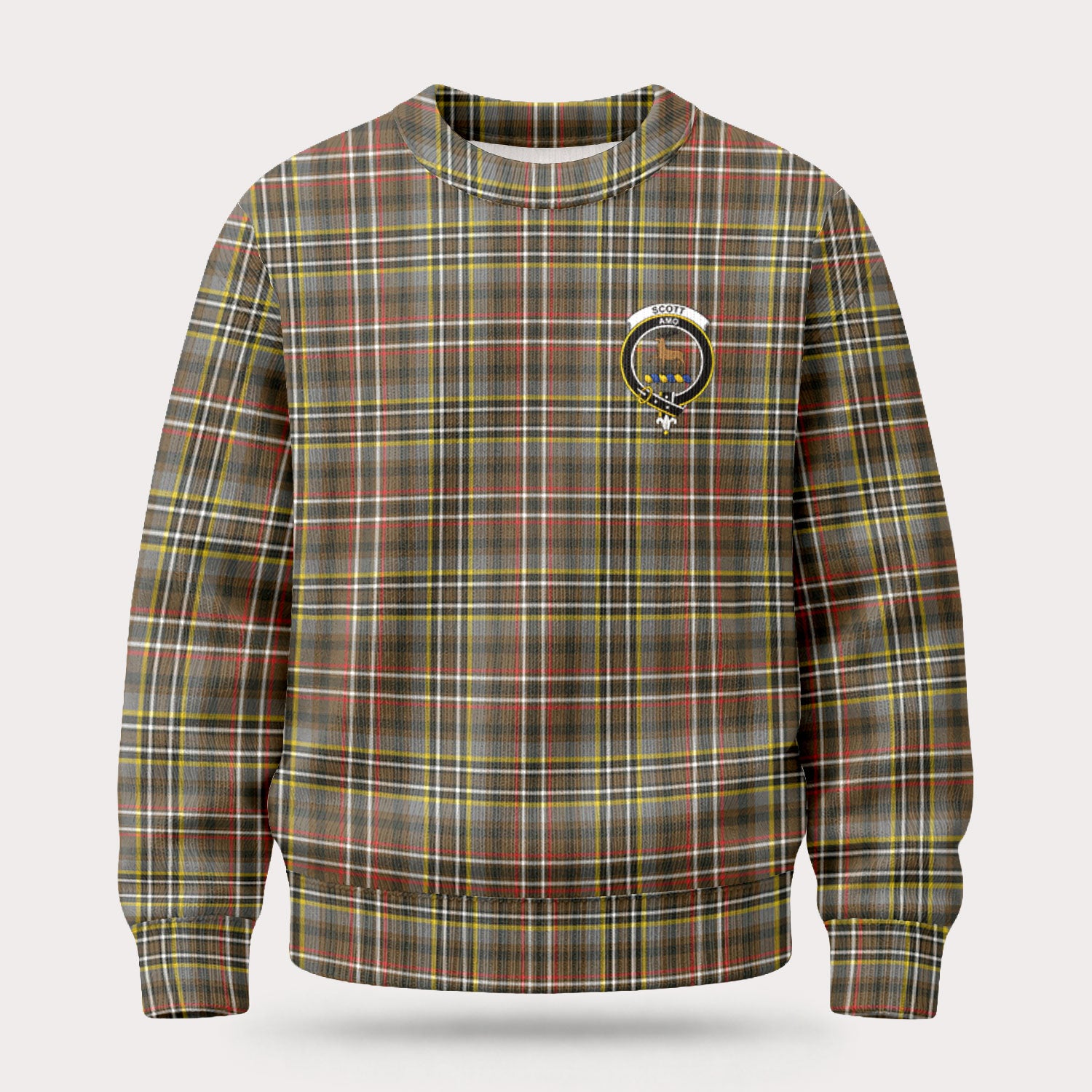 Scott Green Weathered Tartan Crest Sweater