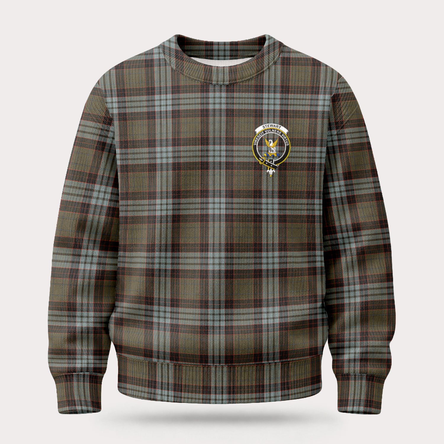 Stewart Old Weathered Tartan Crest Sweater