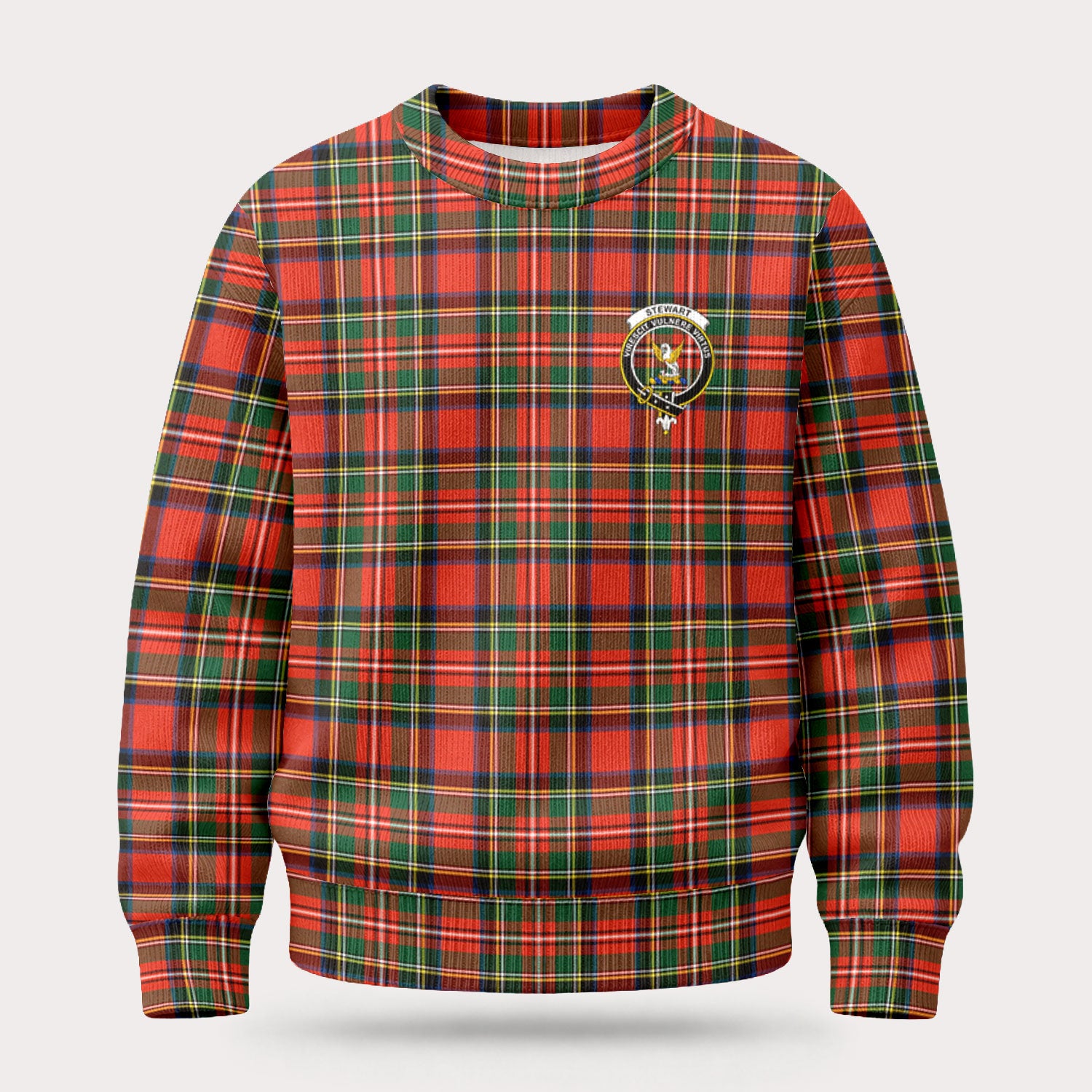 Stewart Royal Modern Tartan Crest Sweater