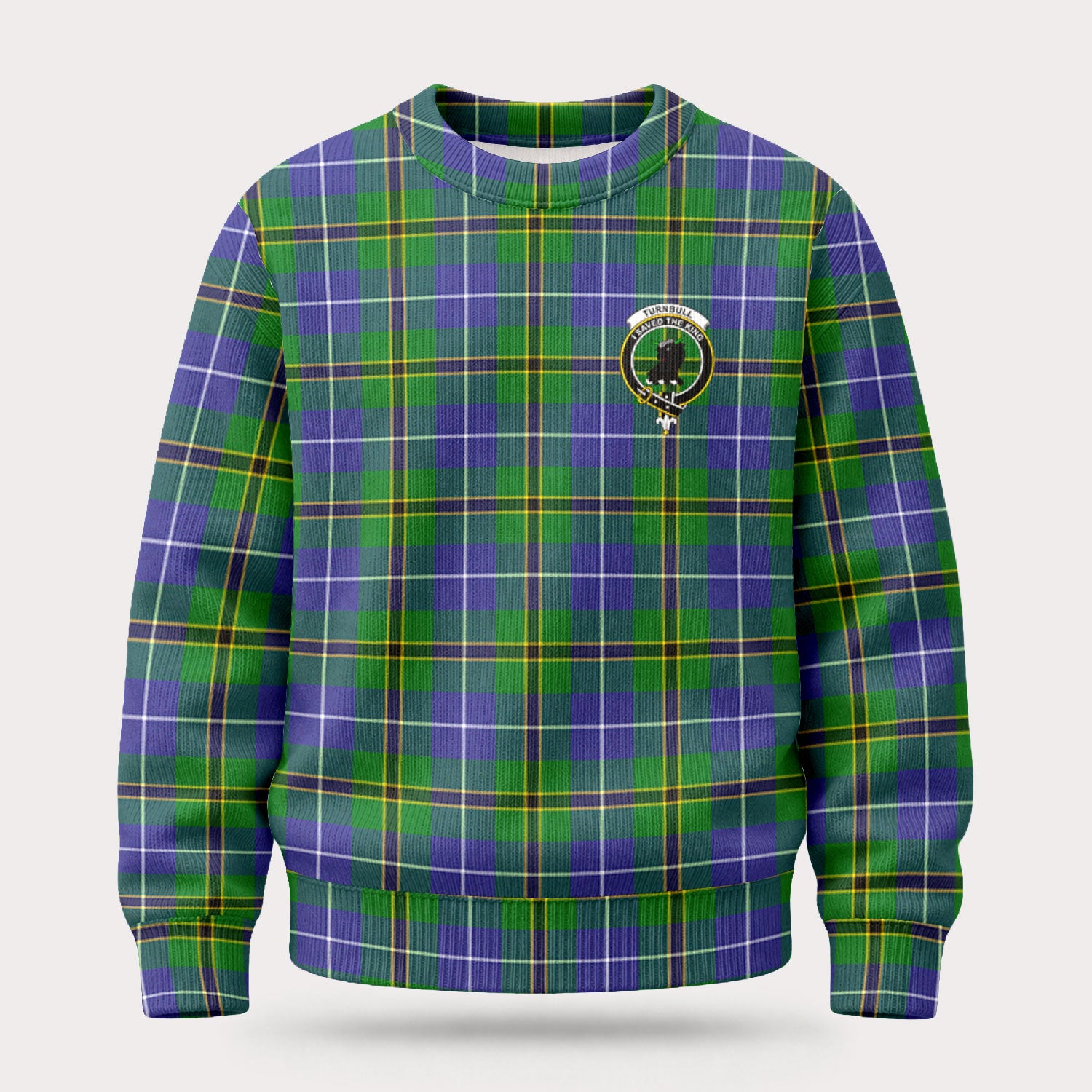 Turnbull Hunting Tartan Crest Sweater