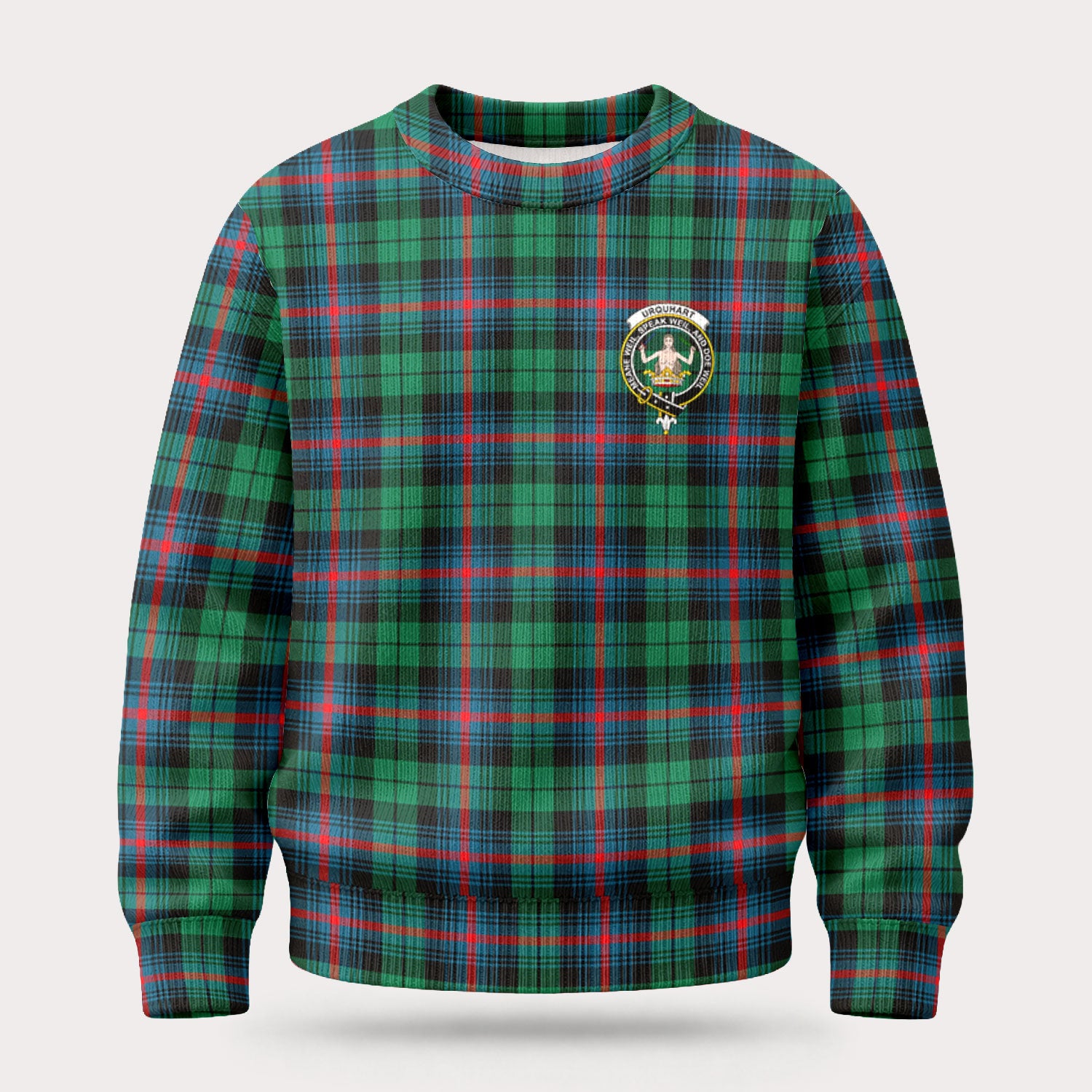 Urquhart Broad Red Ancient Tartan Crest Sweater