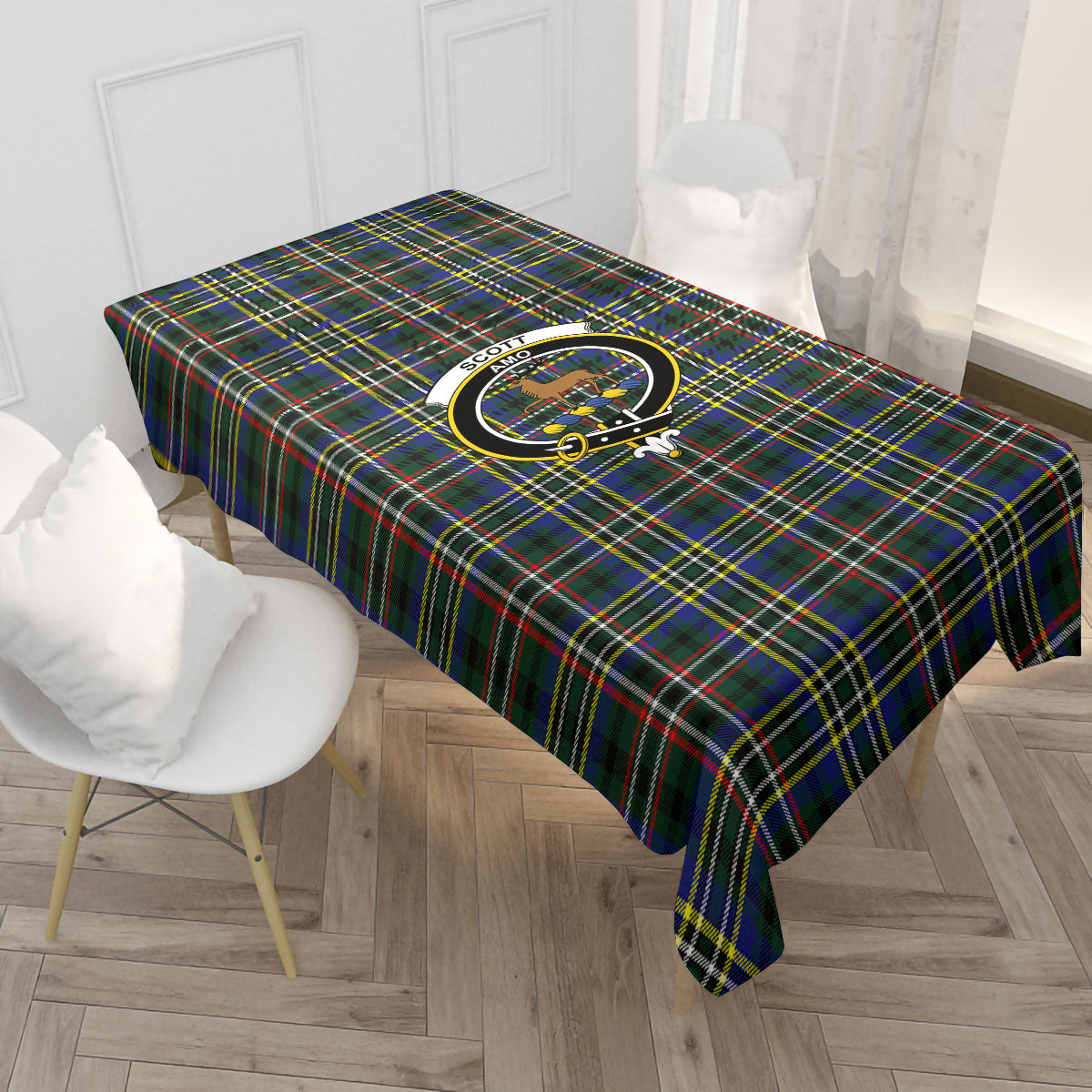 Scott Green Modern Tartan Crest Tablecloth