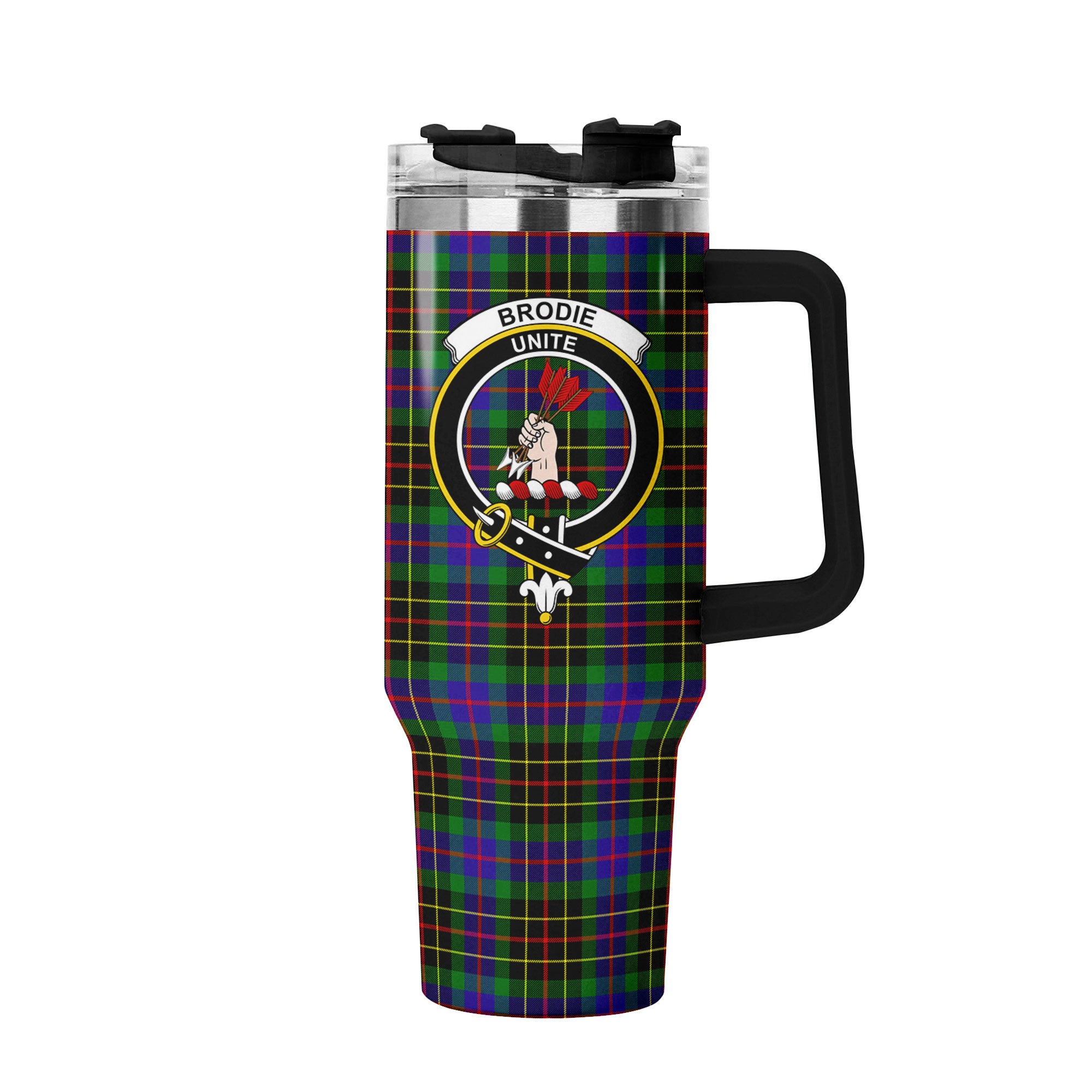 Brodie Hunting Modern Tartan Crest 40 oz Insulated Tumbler with Handle