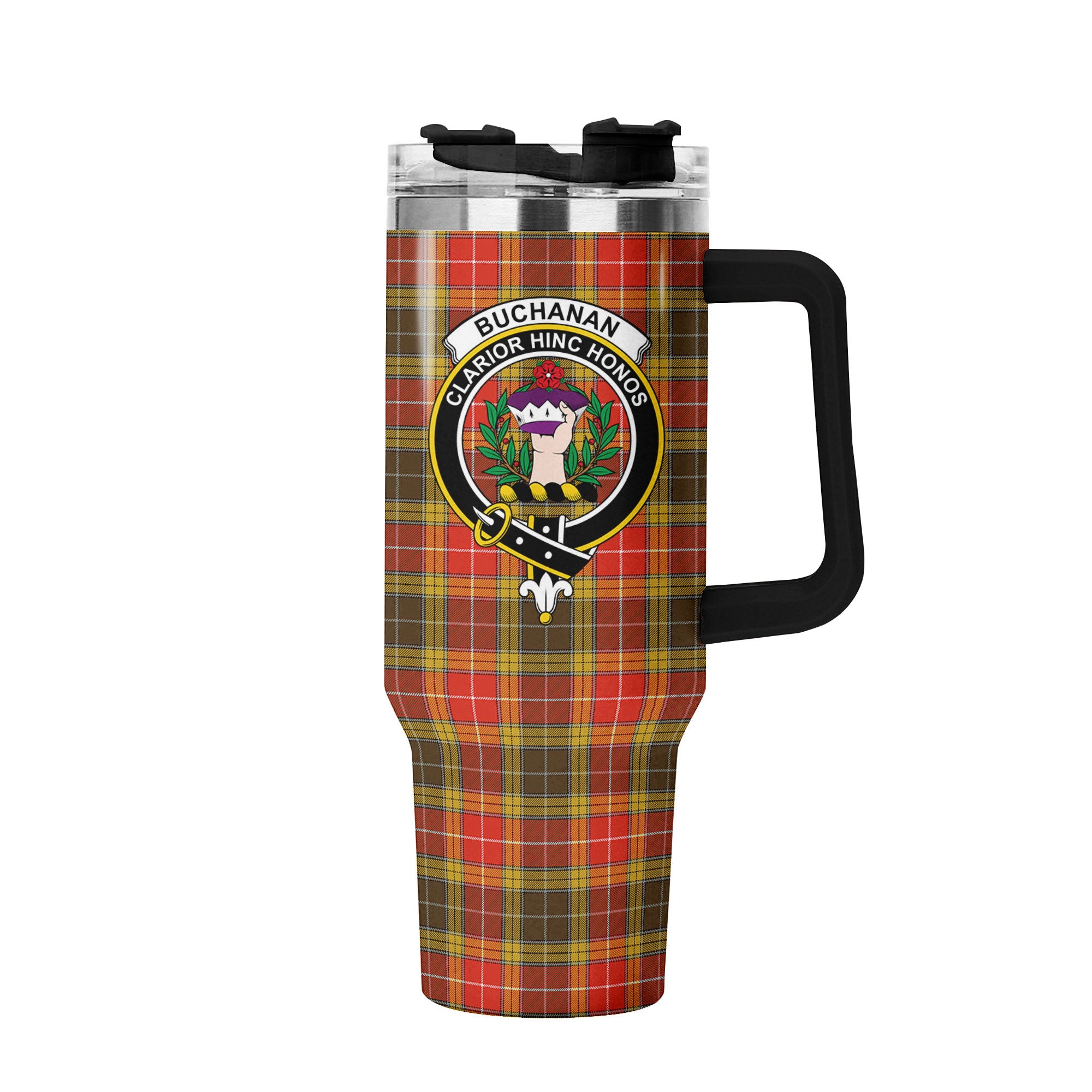 Buchanan Old Set Weathered Tartan Crest 40 oz Insulated Tumbler with Handle