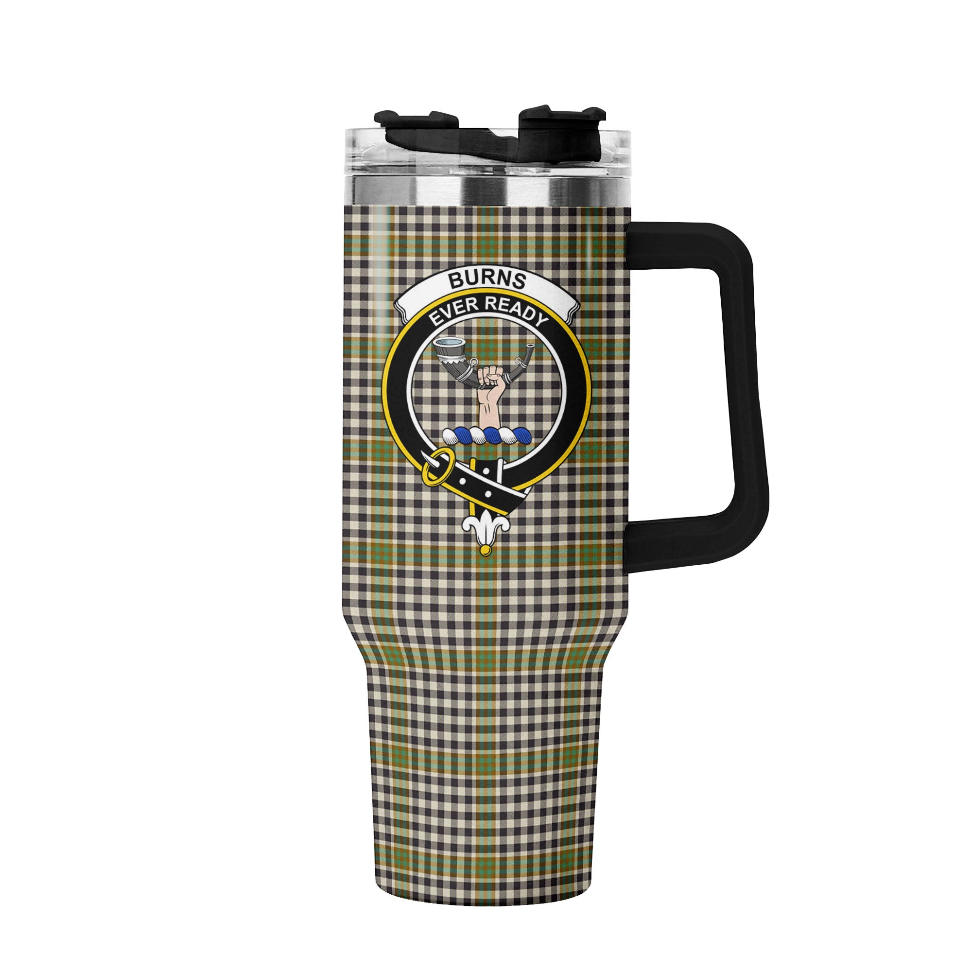 Burns Check Tartan Crest 40 oz Insulated Tumbler with Handle