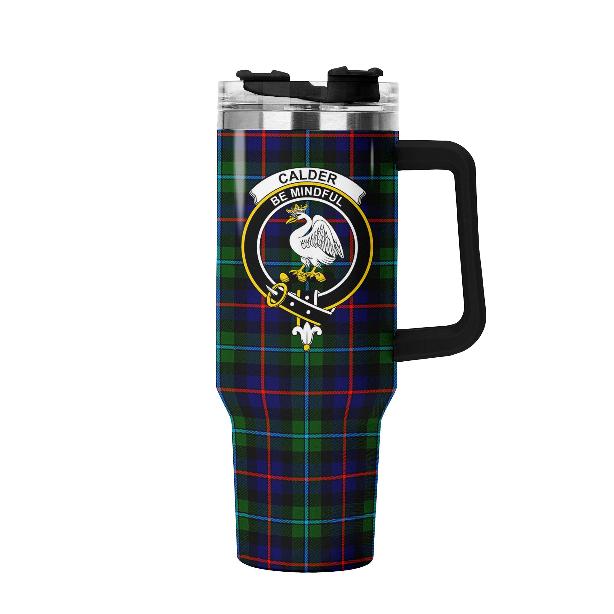 Calder (Calder-Campbell) Tartan Crest 40 oz Insulated Tumbler with Handle