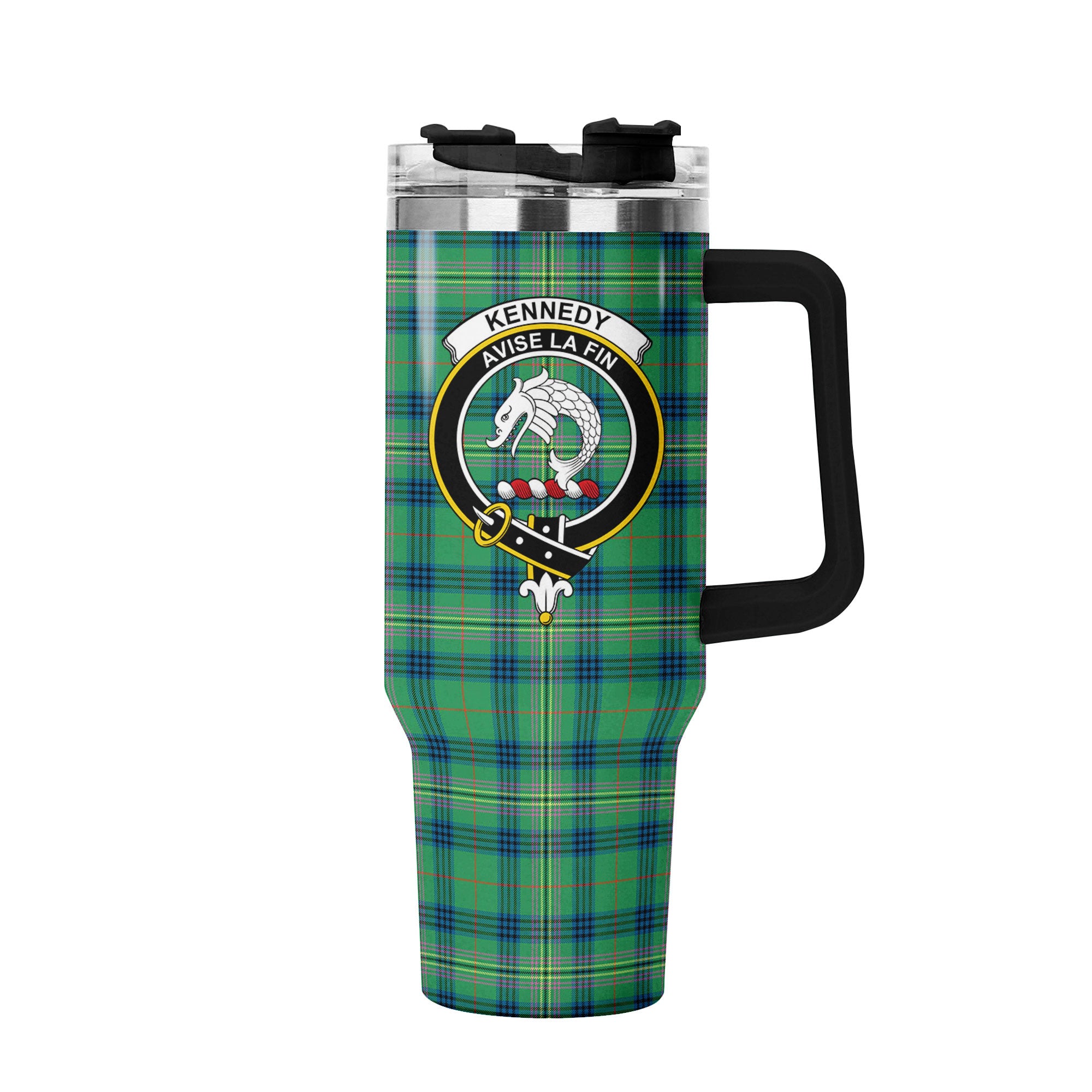 Kennedy Ancient Tartan Crest 40 oz Insulated Tumbler with Handle
