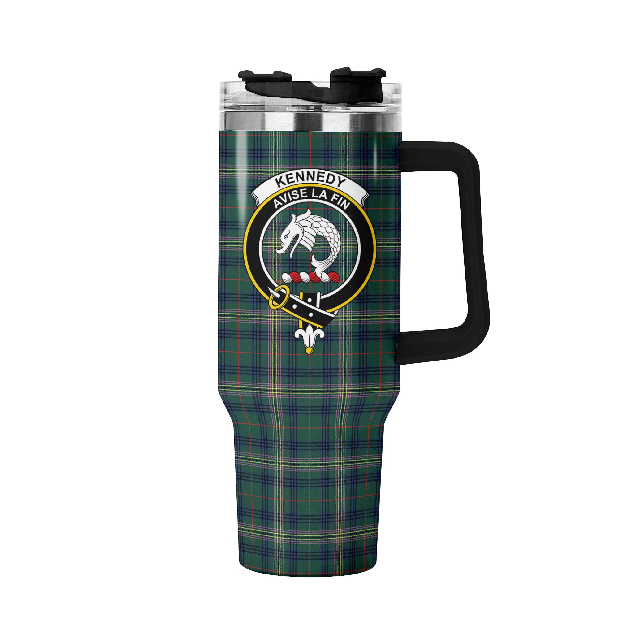 Kennedy Modern Tartan Crest 40 oz Insulated Tumbler with Handle