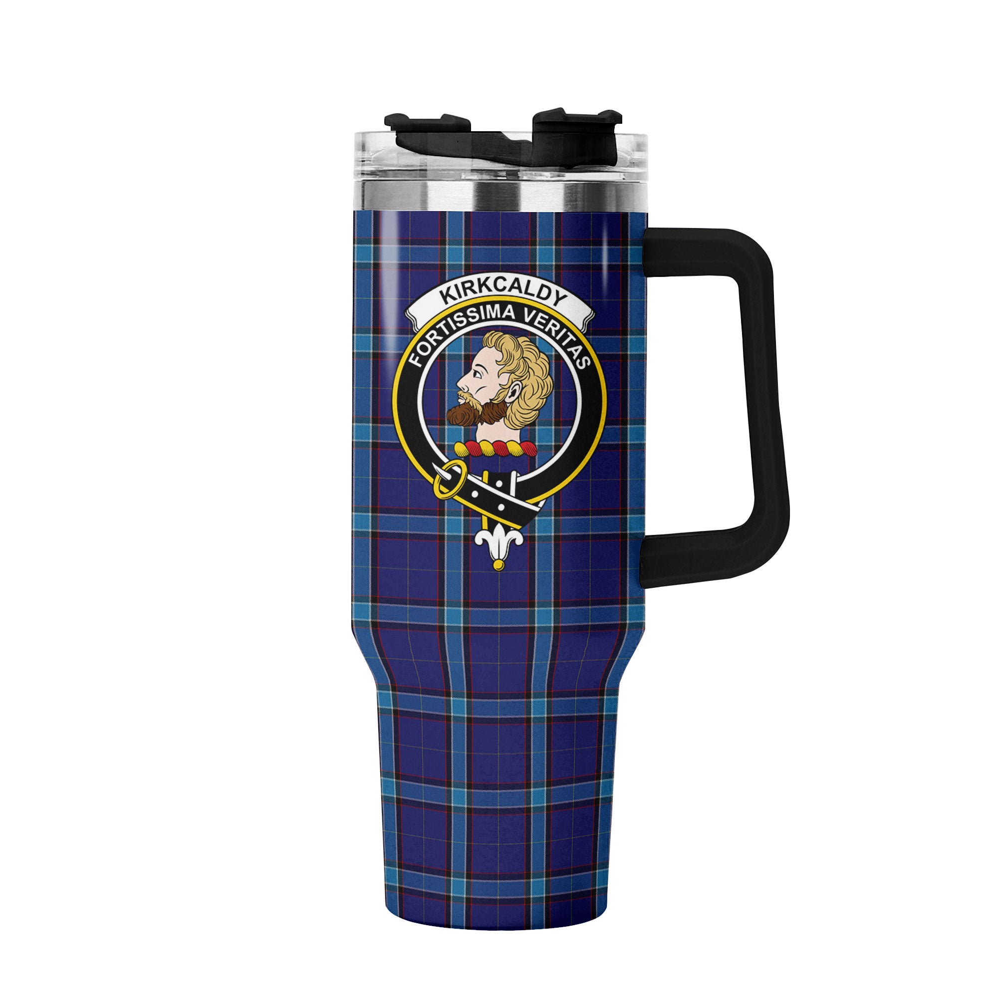 Kirkcaldy Tartan Crest 40 oz Insulated Tumbler with Handle
