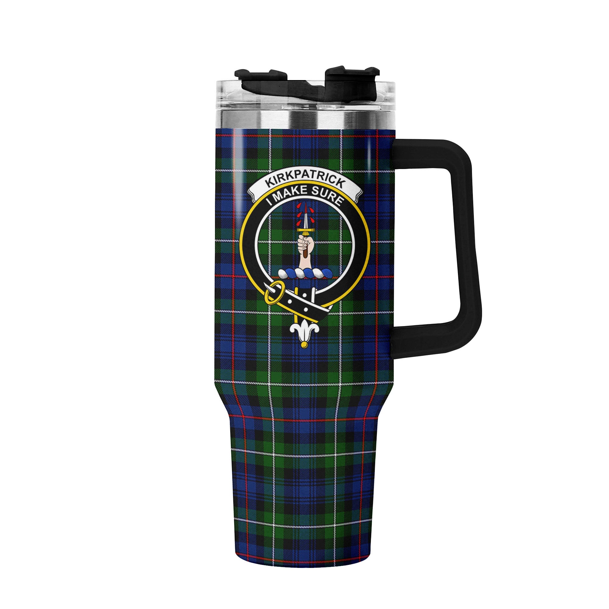 Kirkpatrick Tartan Crest 40 oz Insulated Tumbler with Handle