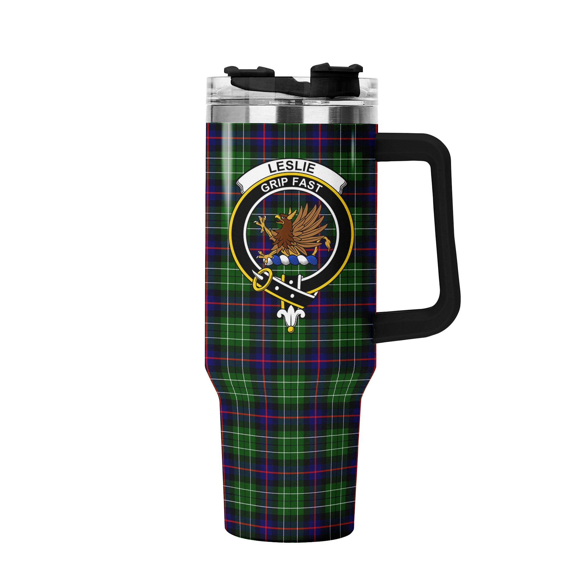 Leslie Hunting Tartan Crest 40 oz Insulated Tumbler with Handle