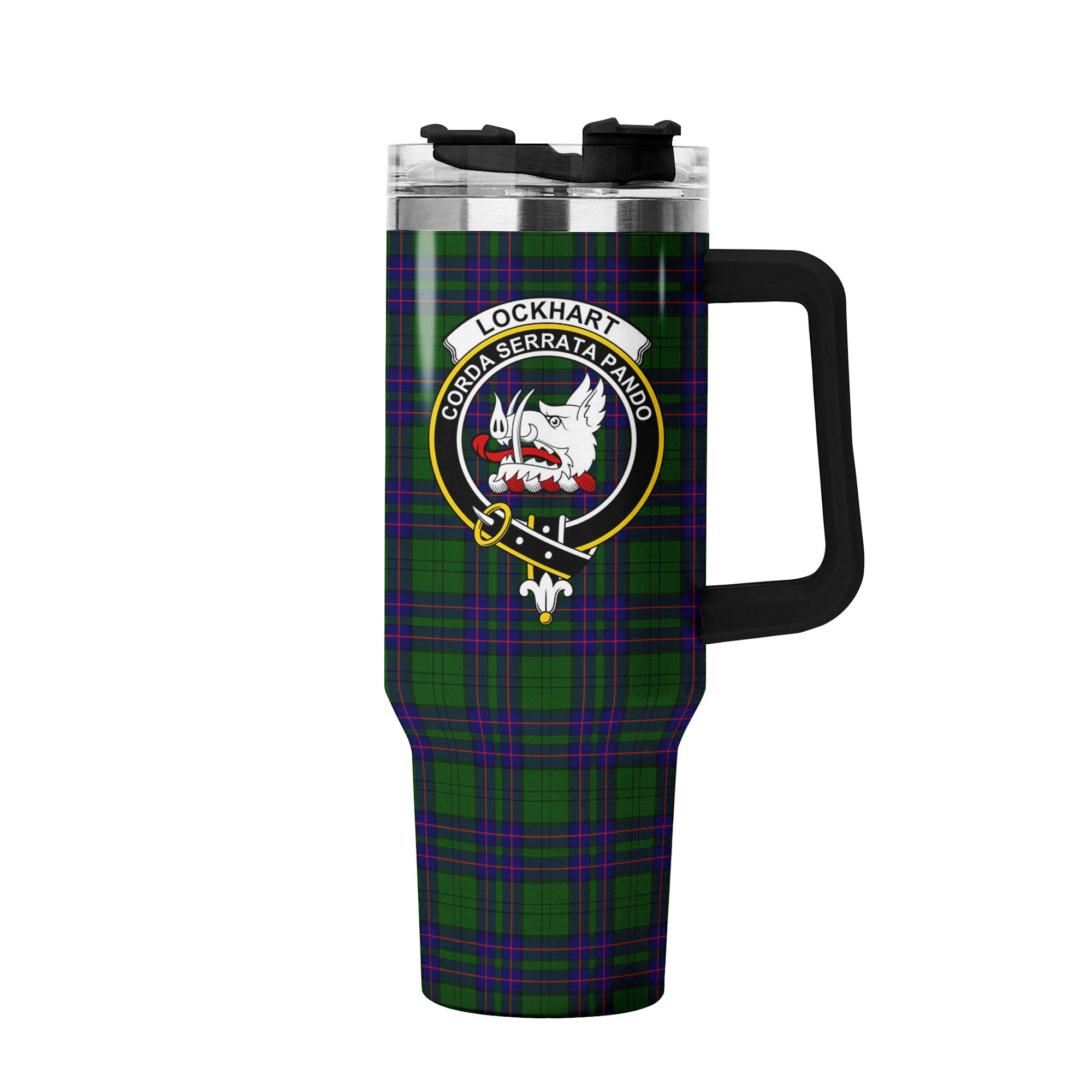 Lockhart Modern Tartan Crest 40 oz Insulated Tumbler with Handle