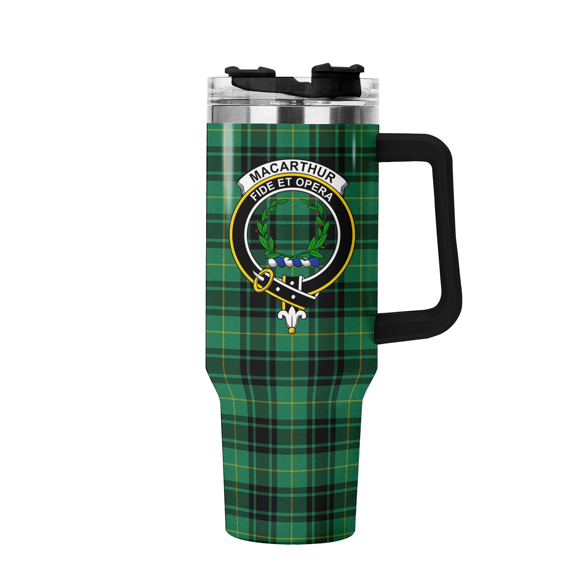 MacArthur Ancient Tartan Crest 40 oz Insulated Tumbler with Handle