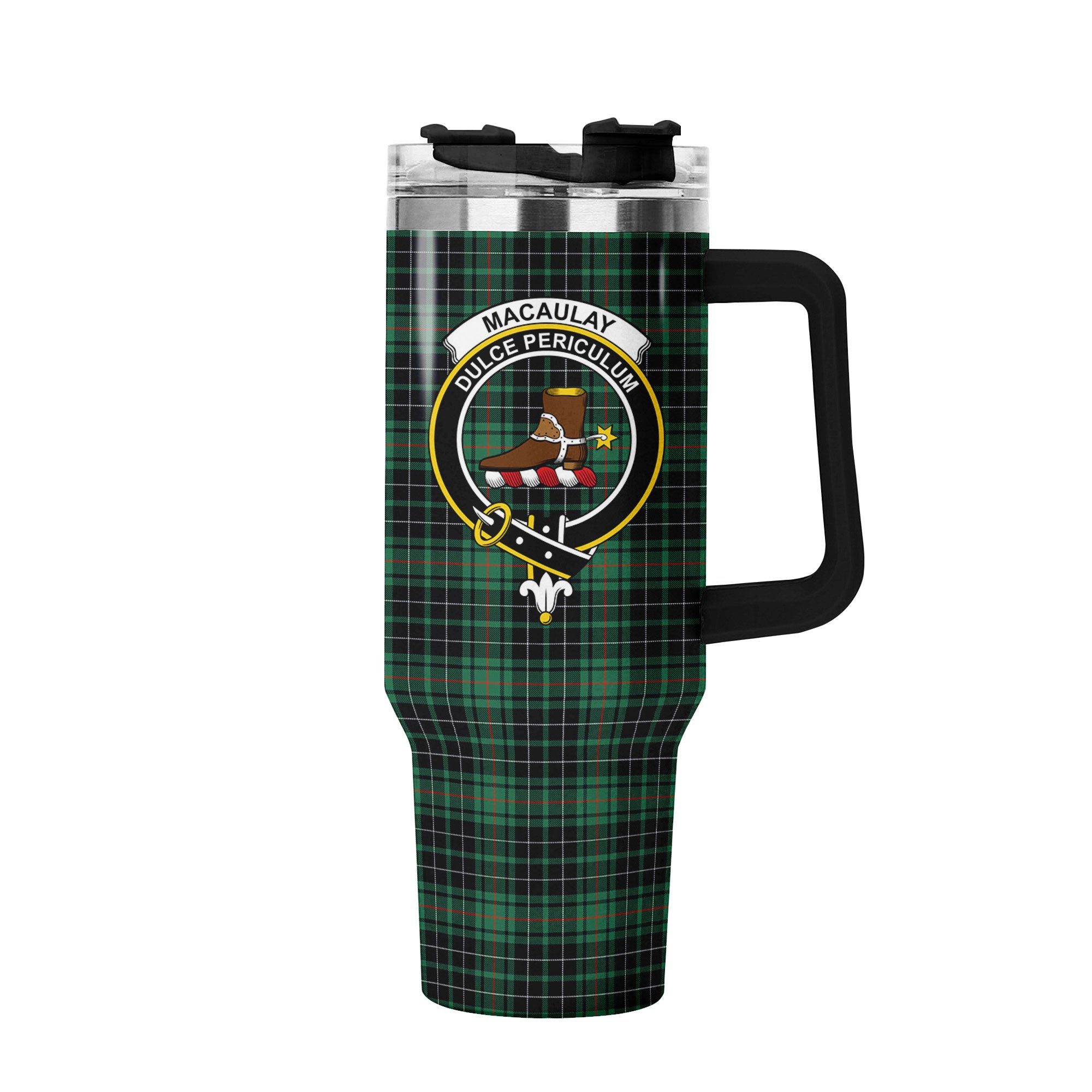 MacAulay Hunting Ancient Tartan Crest 40 oz Insulated Tumbler with Handle