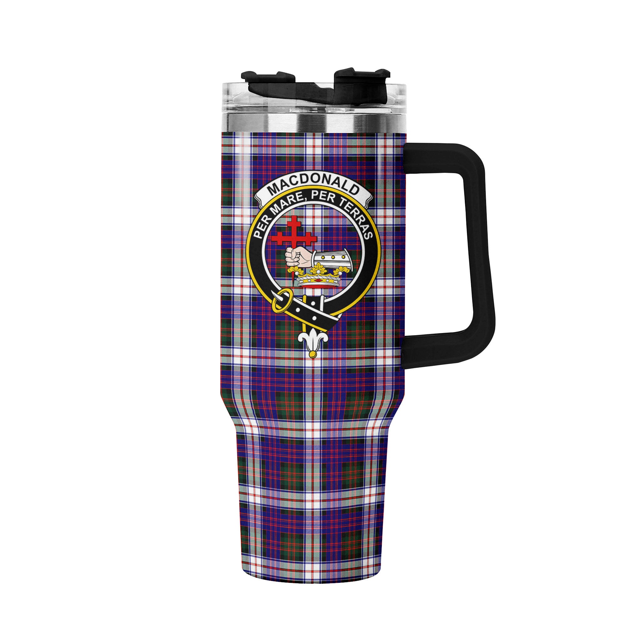 MacDonald Dress Modern Tartan Crest 40 oz Insulated Tumbler with Handle