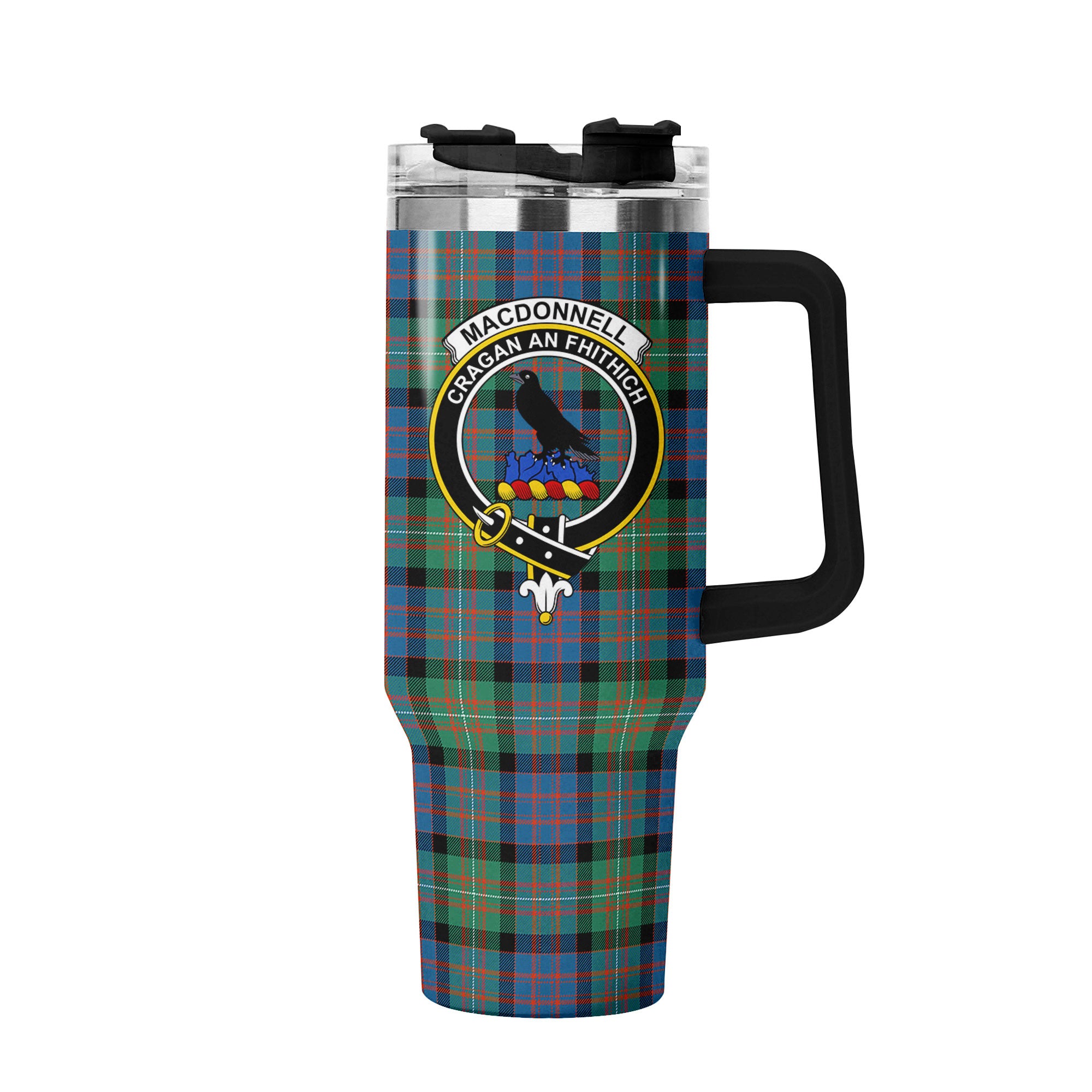 MacDonnell of Glengarry Ancient Tartan Crest 40 oz Insulated Tumbler with Handle