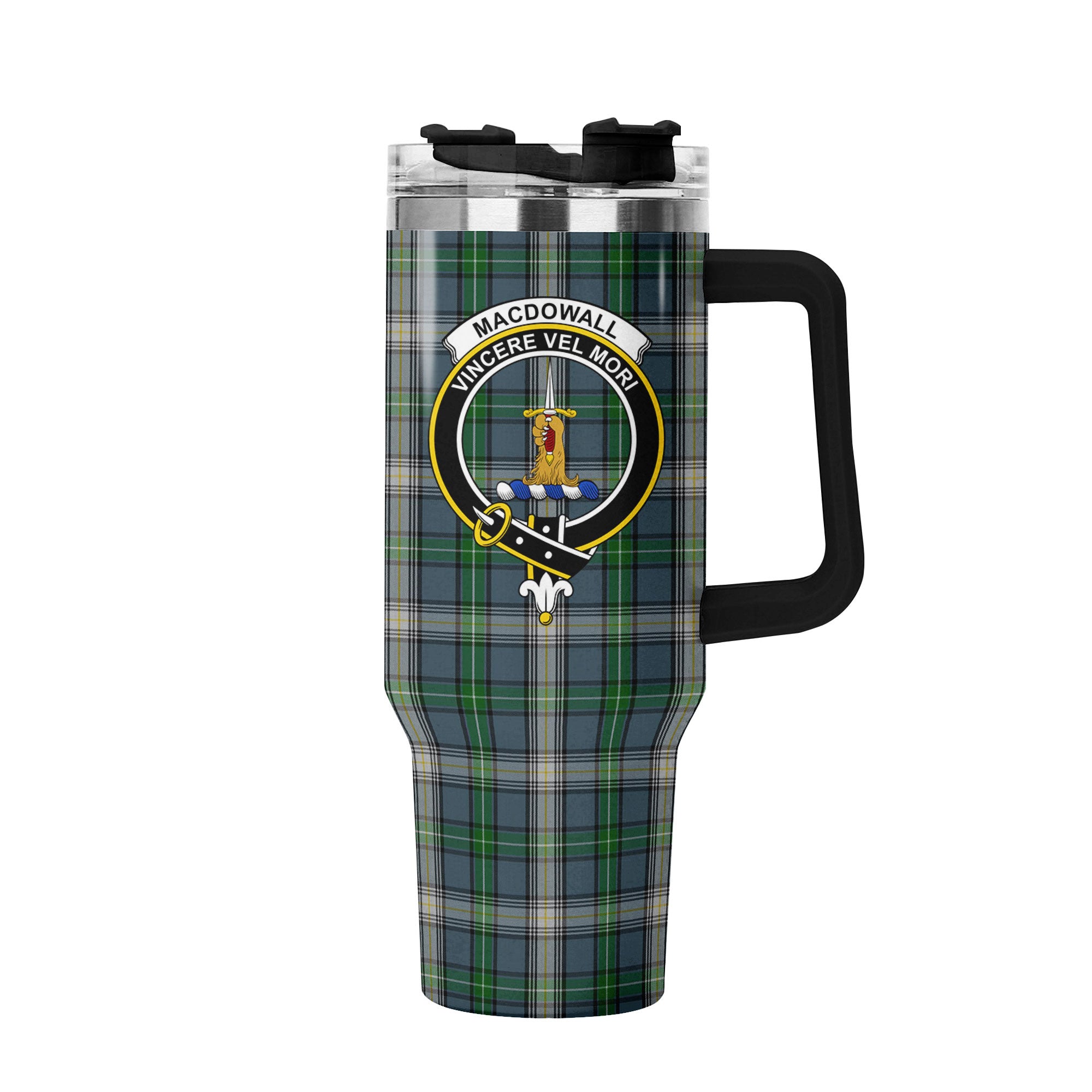 MacDowall Tartan Crest 40 oz Insulated Tumbler with Handle