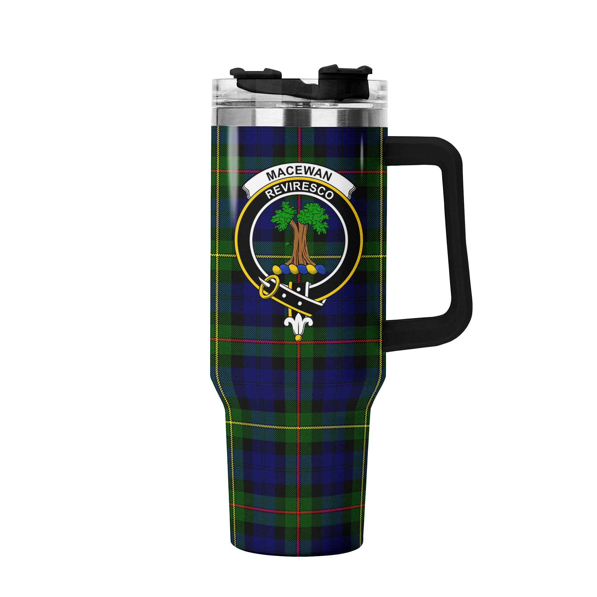 MacEwan Modern Tartan Crest 40 oz Insulated Tumbler with Handle