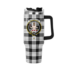 MacFarlane Black - White Tartan Crest 40 oz Insulated Tumbler with Handle