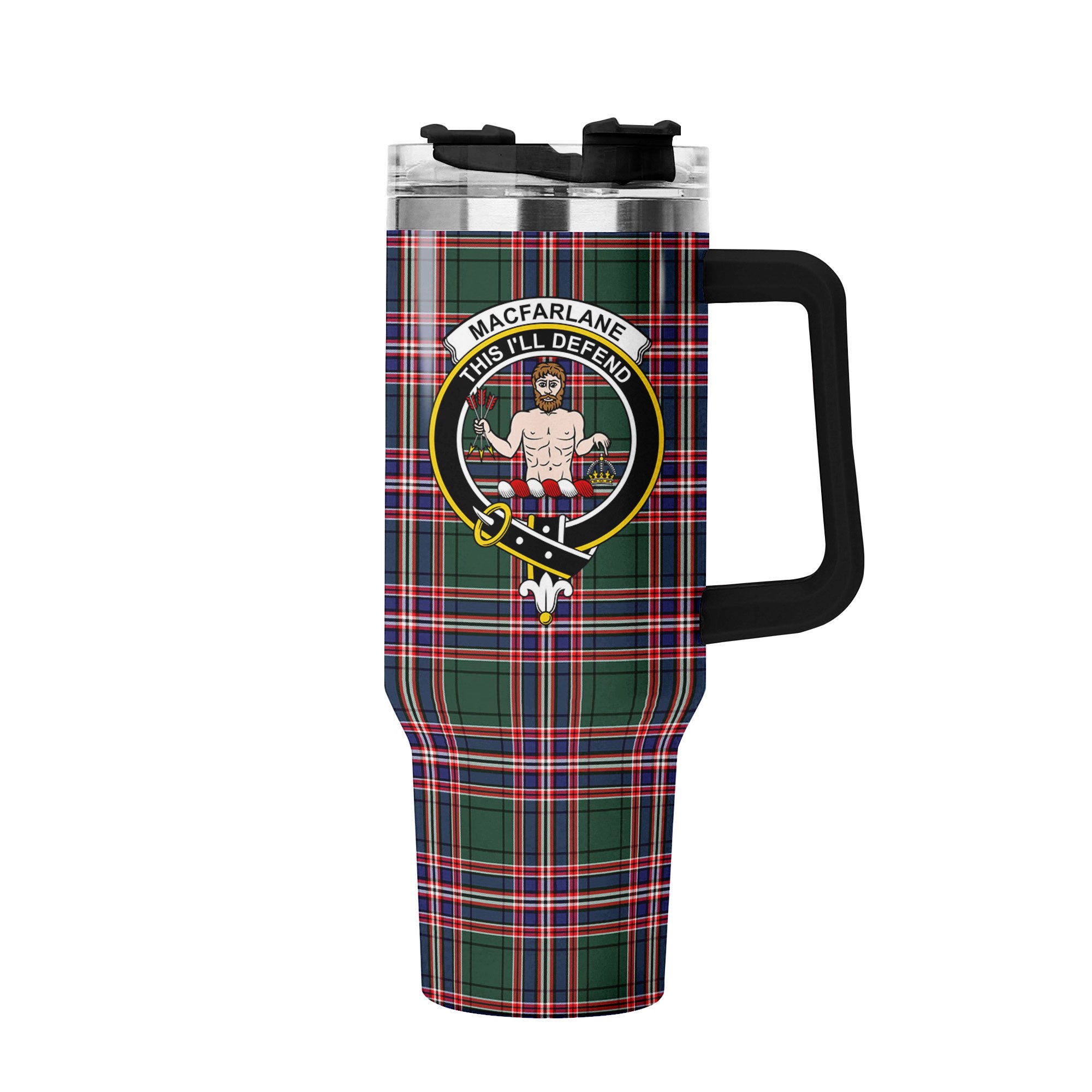 MacFarlane Hunting Modern Tartan Crest 40 oz Insulated Tumbler with Handle