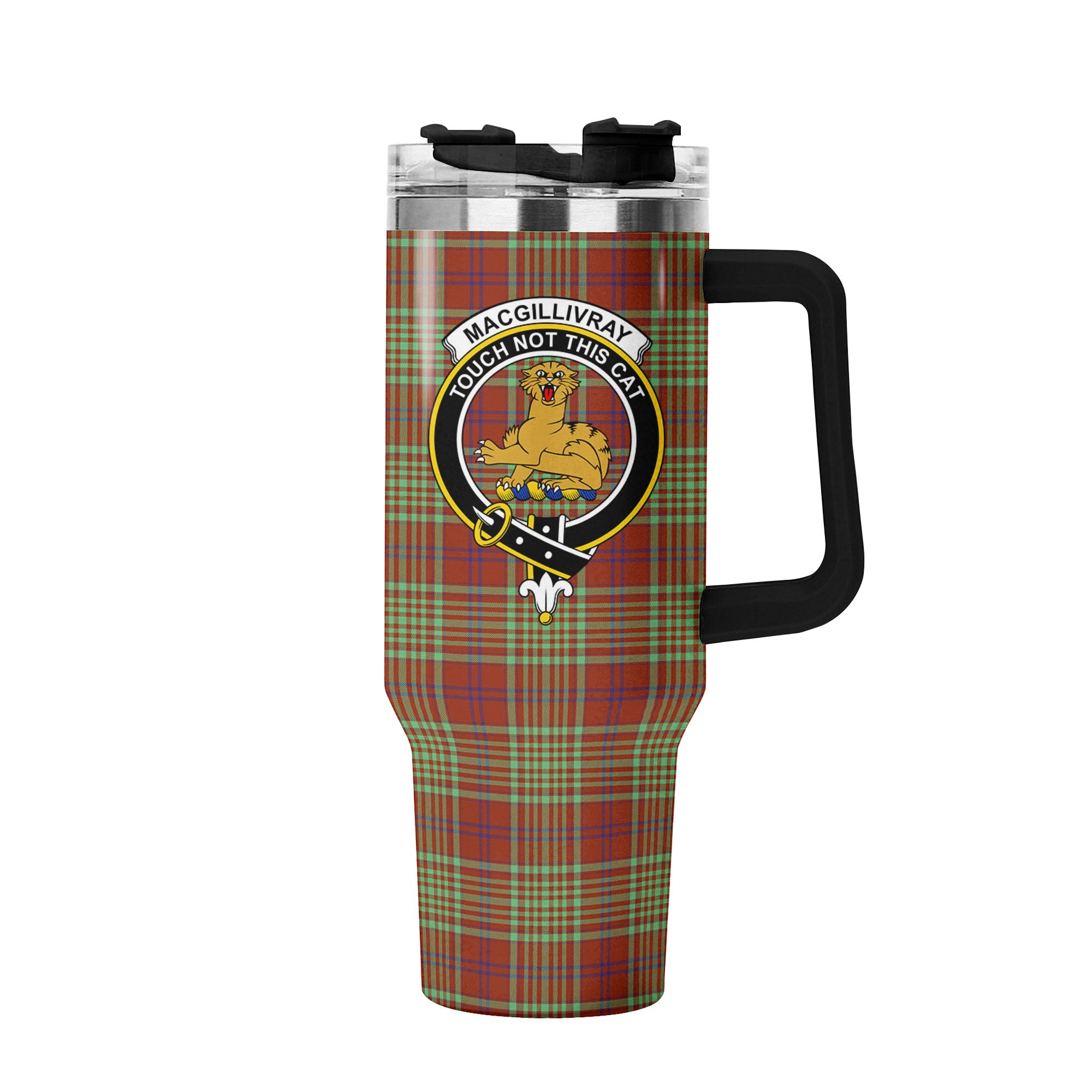 MacGillivray Hunting Ancient Tartan Crest 40 oz Insulated Tumbler with Handle