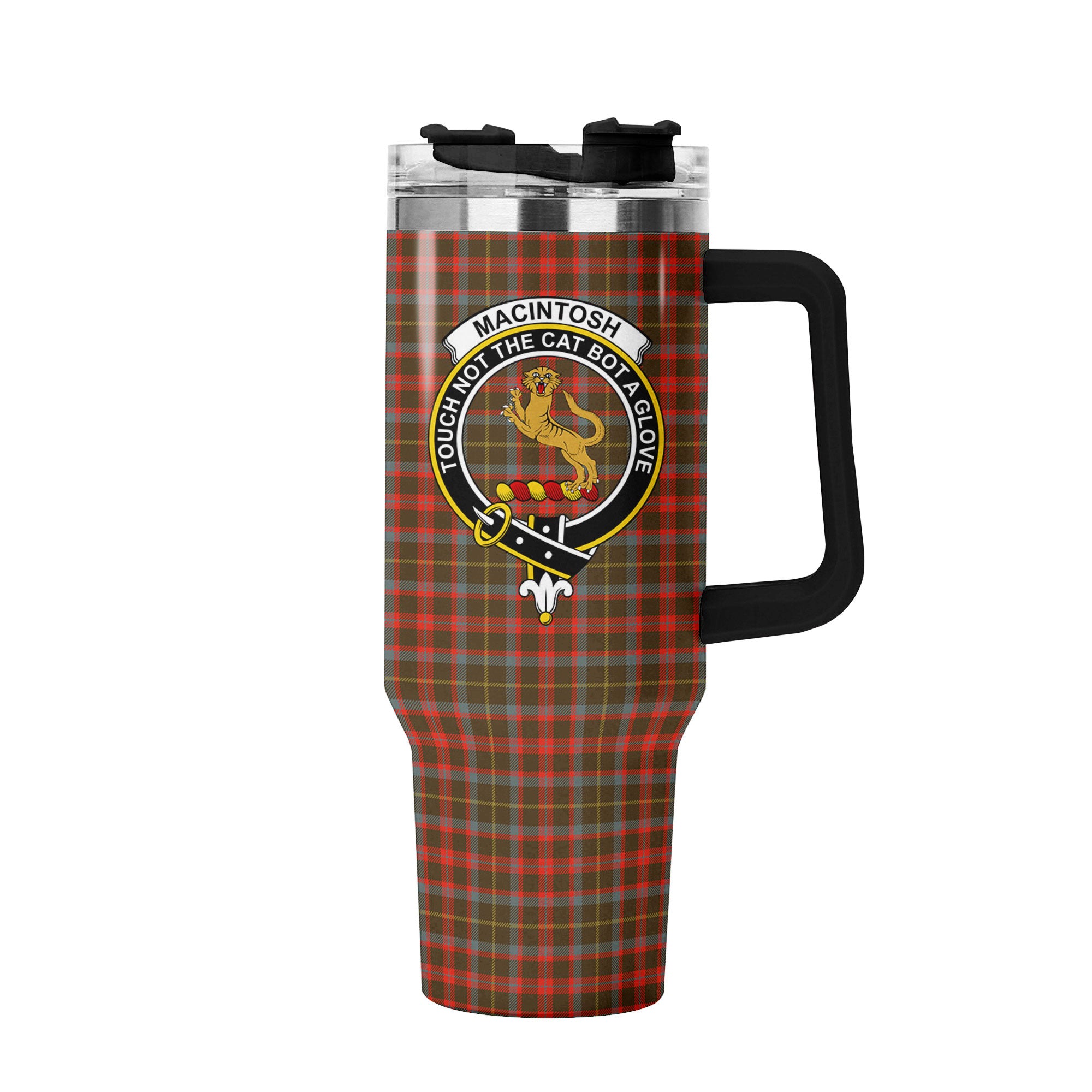 MacIntosh Hunting Weathered Tartan Crest 40 oz Insulated Tumbler with Handle
