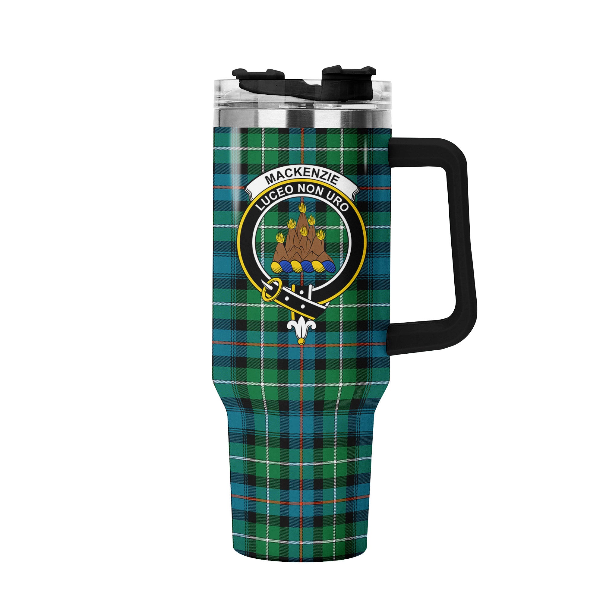 MacKenzie Ancient Tartan Crest 40 oz Insulated Tumbler with Handle