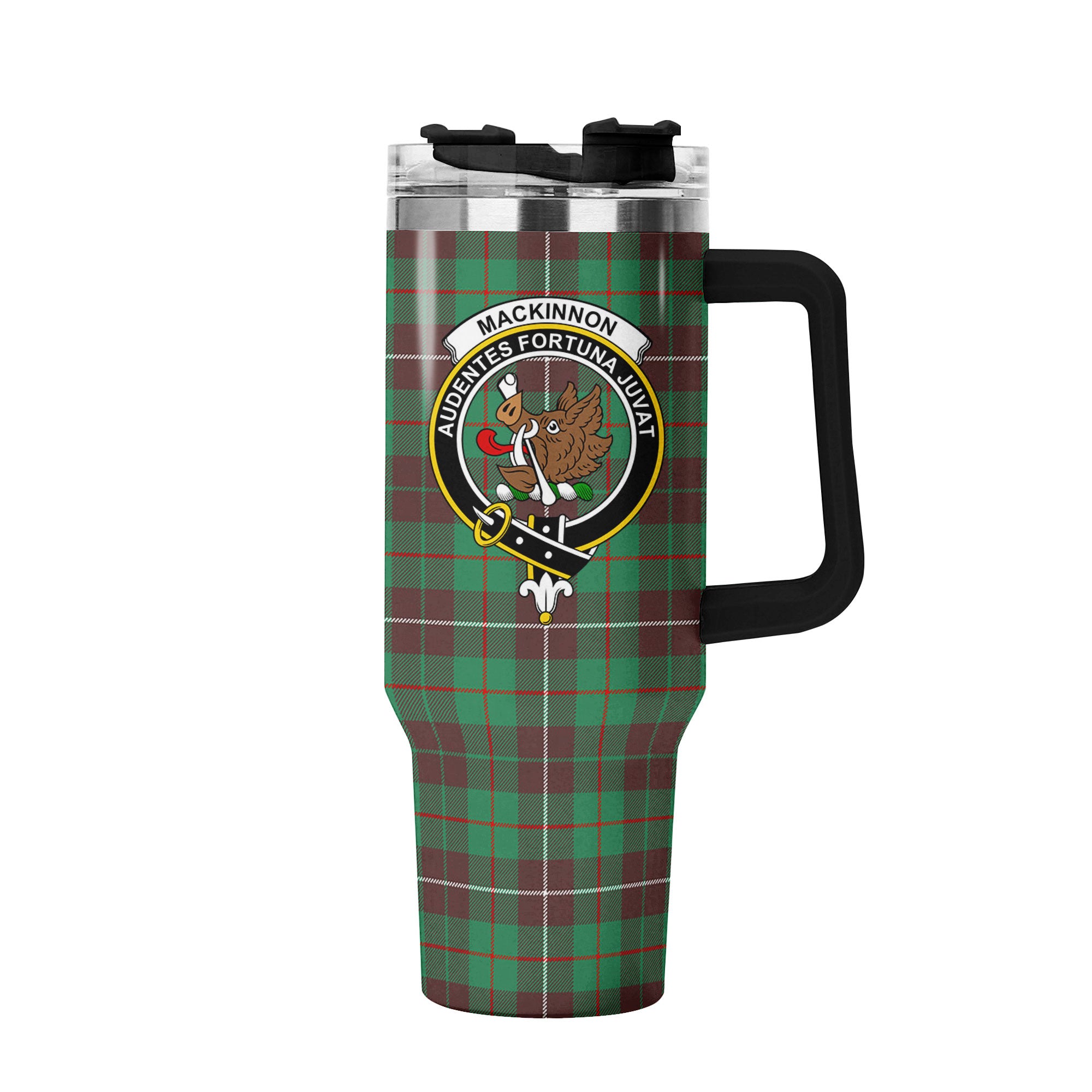 MacKinnon Hunting Ancient Tartan Crest 40 oz Insulated Tumbler with Handle