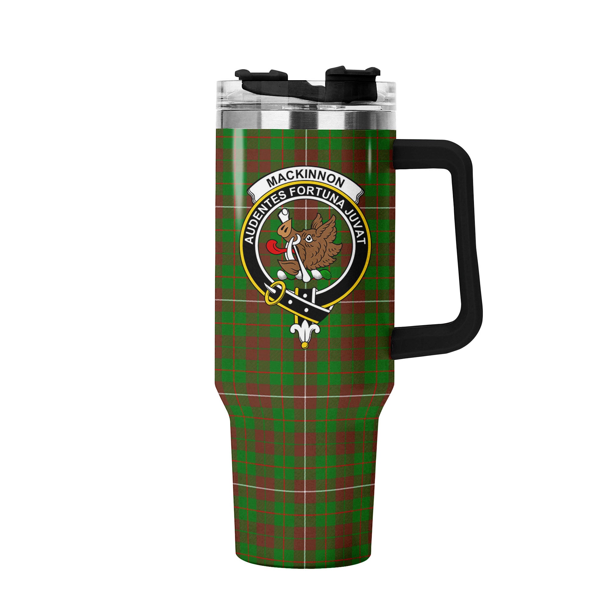 MacKinnon Hunting Modern Tartan Crest 40 oz Insulated Tumbler with Handle