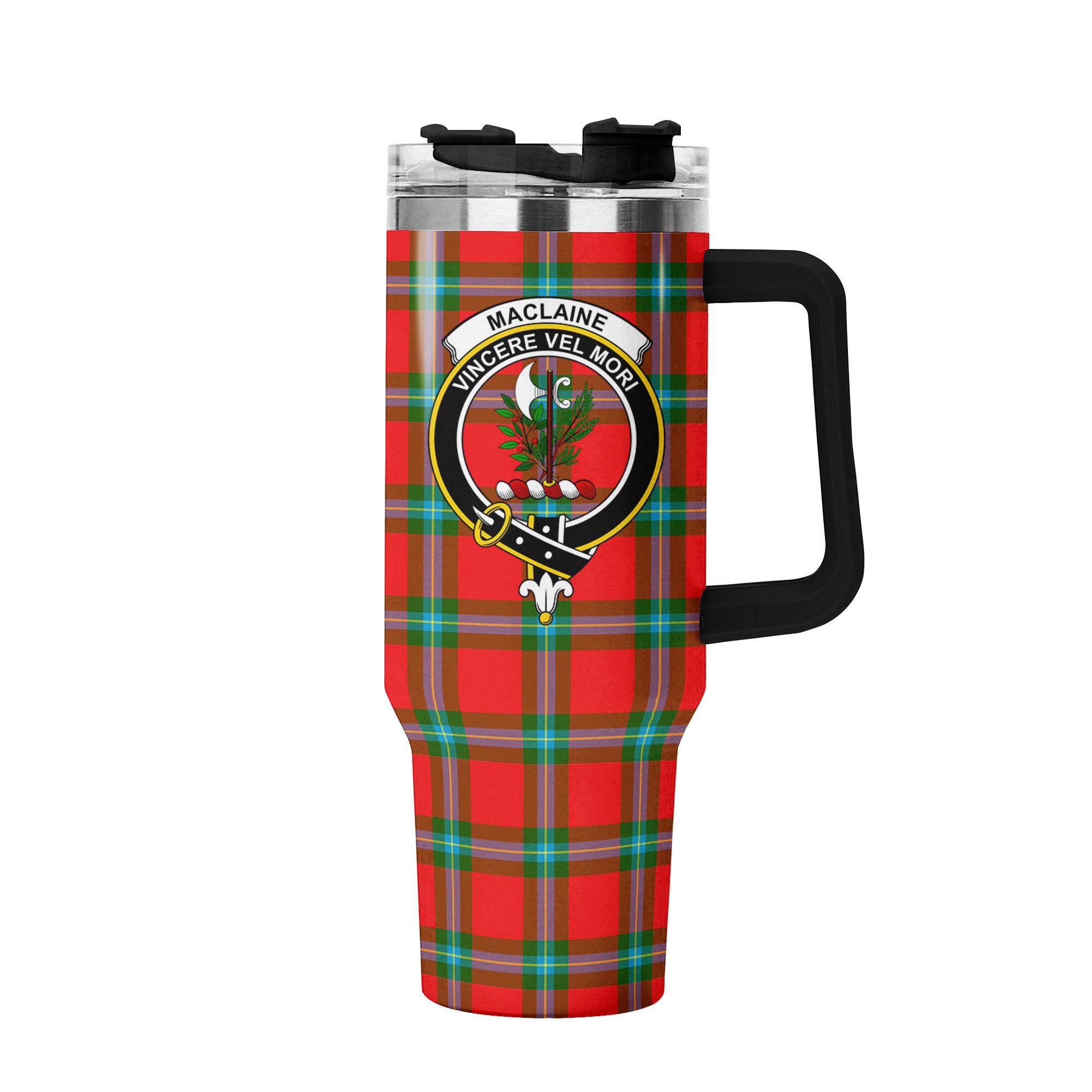 MacLaine of Loch Buie Tartan Crest 40 oz Insulated Tumbler with Handle