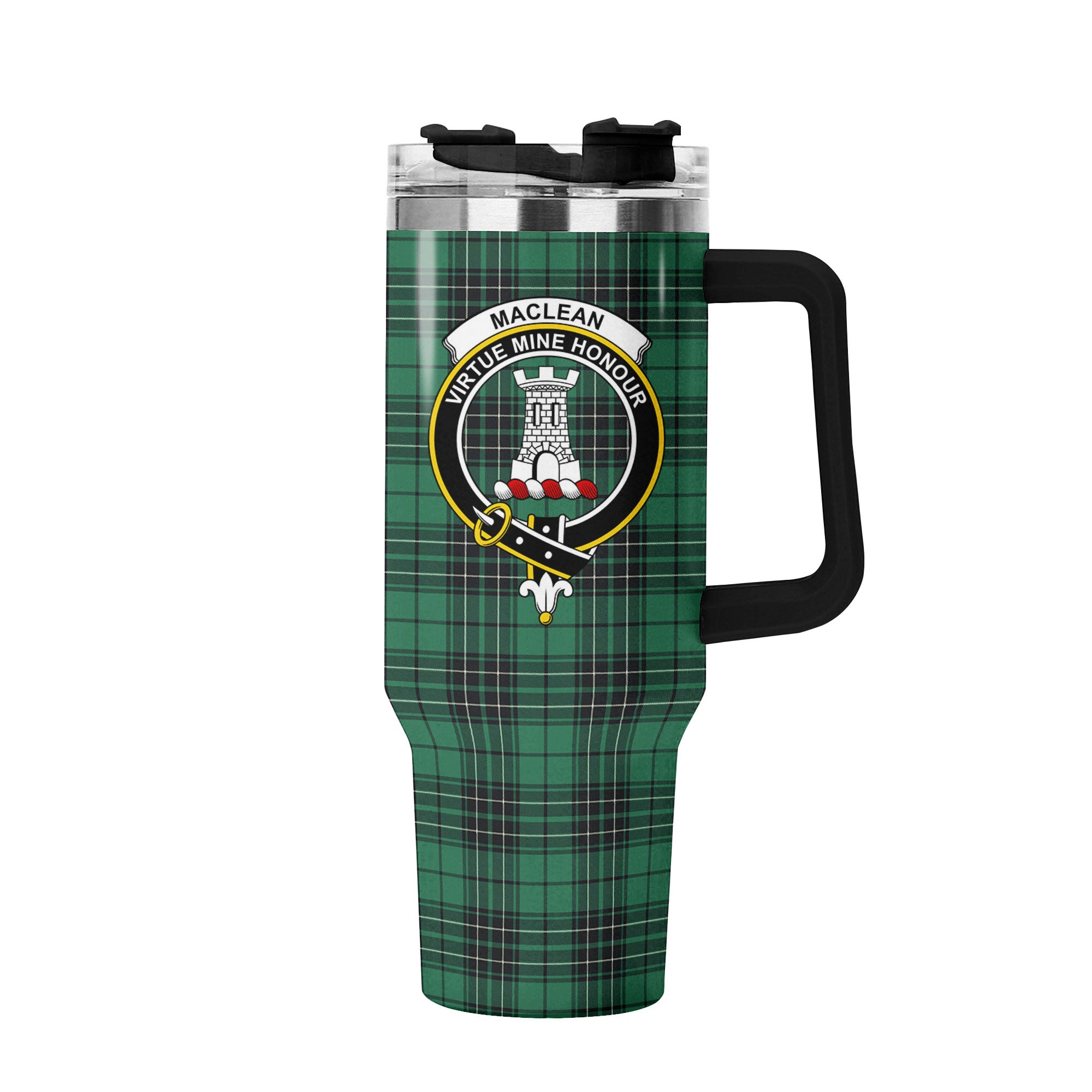 MacLean Hunting Ancient Tartan Crest 40 oz Insulated Tumbler with Handle
