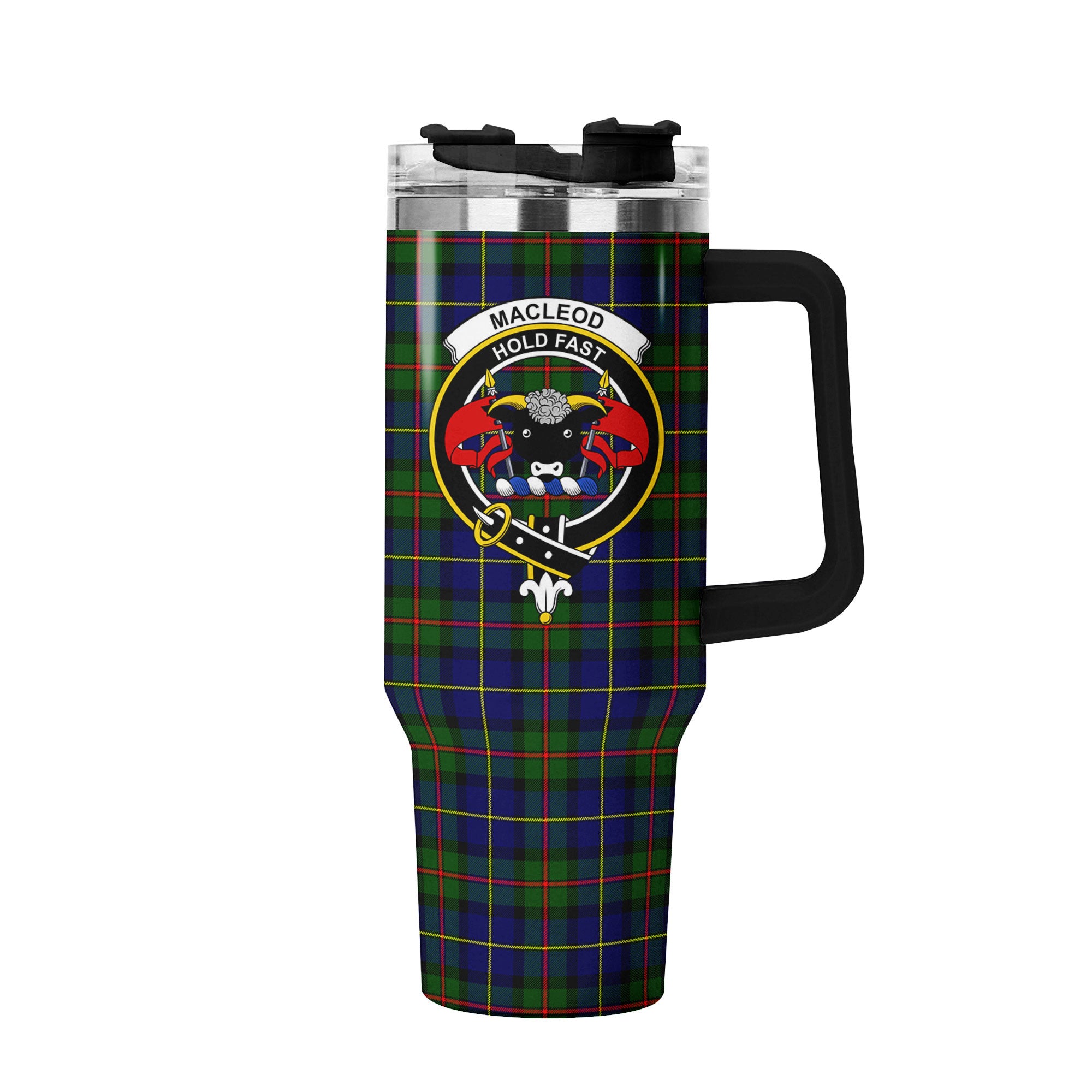 MacLeod of Harris Modern Tartan Crest 40 oz Insulated Tumbler with Handle