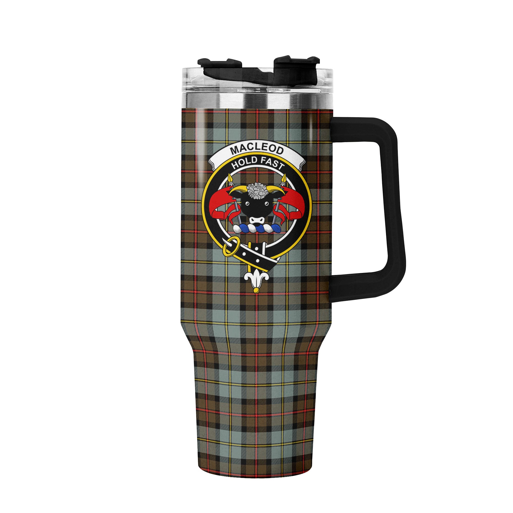 MacLeod of Harris Weathered Tartan Crest 40 oz Insulated Tumbler with Handle