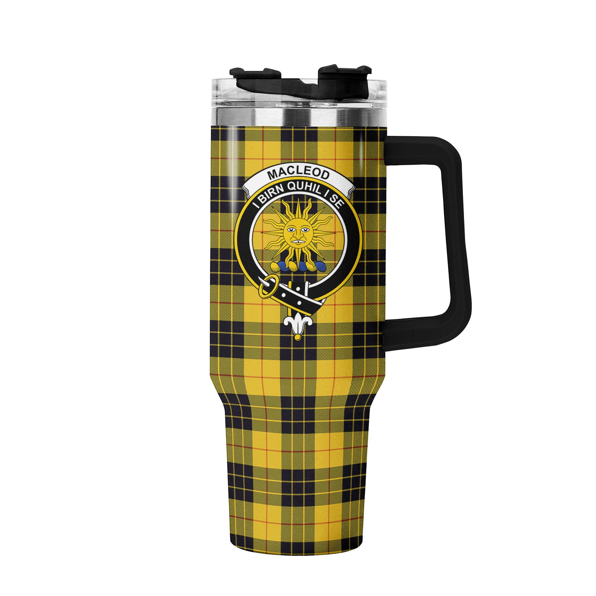 MacLeod of Lewis Ancient Tartan Crest 40 oz Insulated Tumbler with Handle