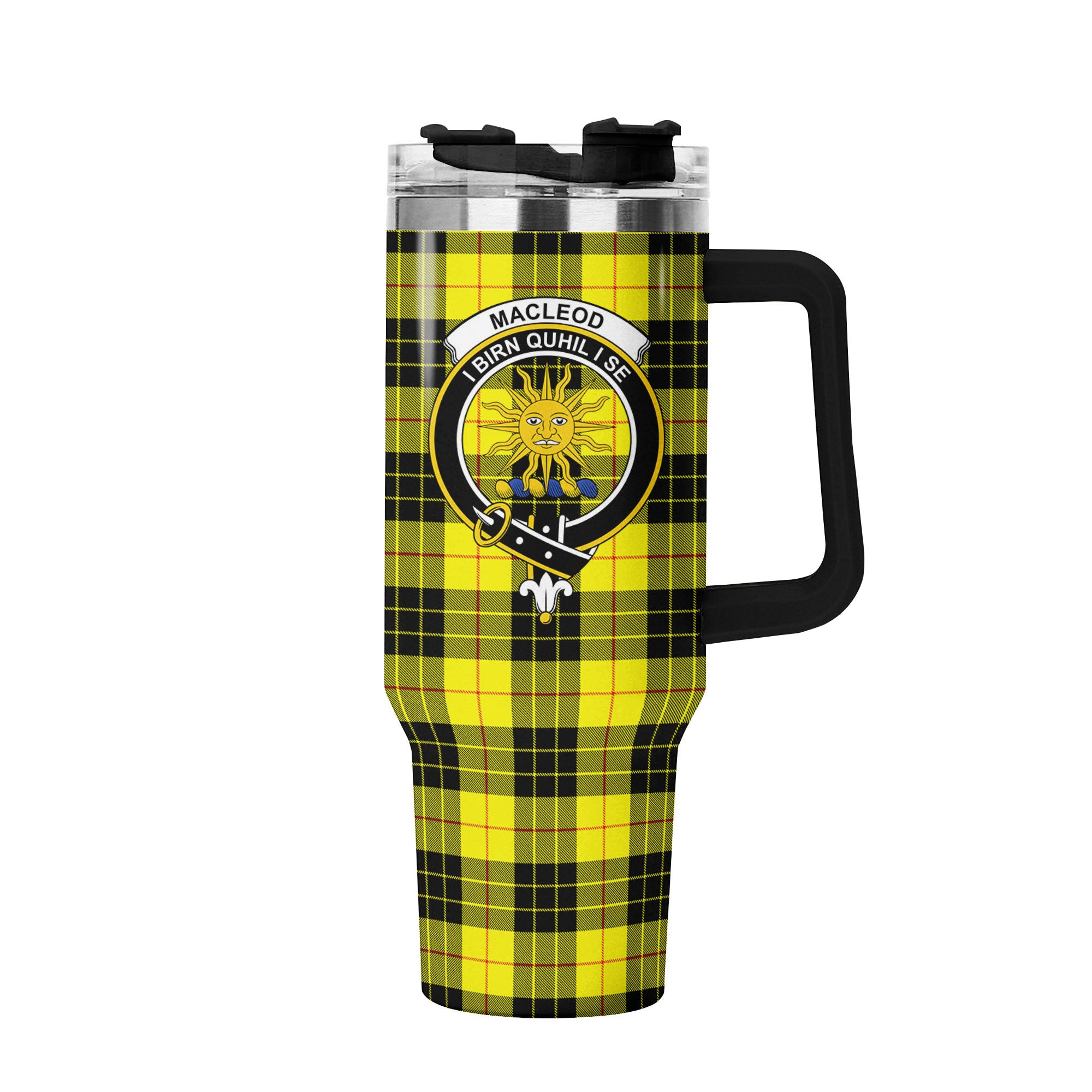 MacLeod of Lewis Modern Tartan Crest 40 oz Insulated Tumbler with Handle