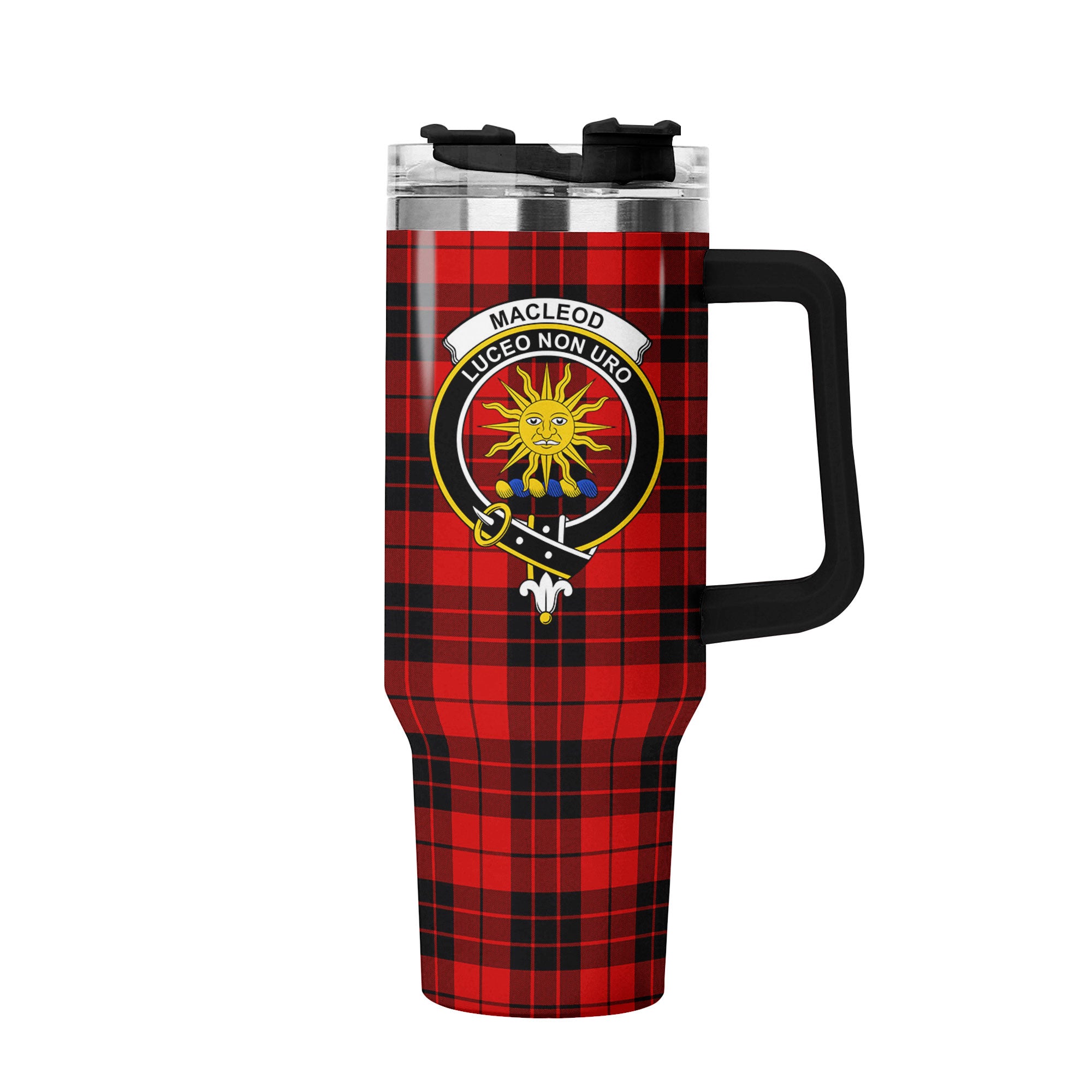 MacLeod of Raasay Tartan Crest 40 oz Insulated Tumbler with Handle
