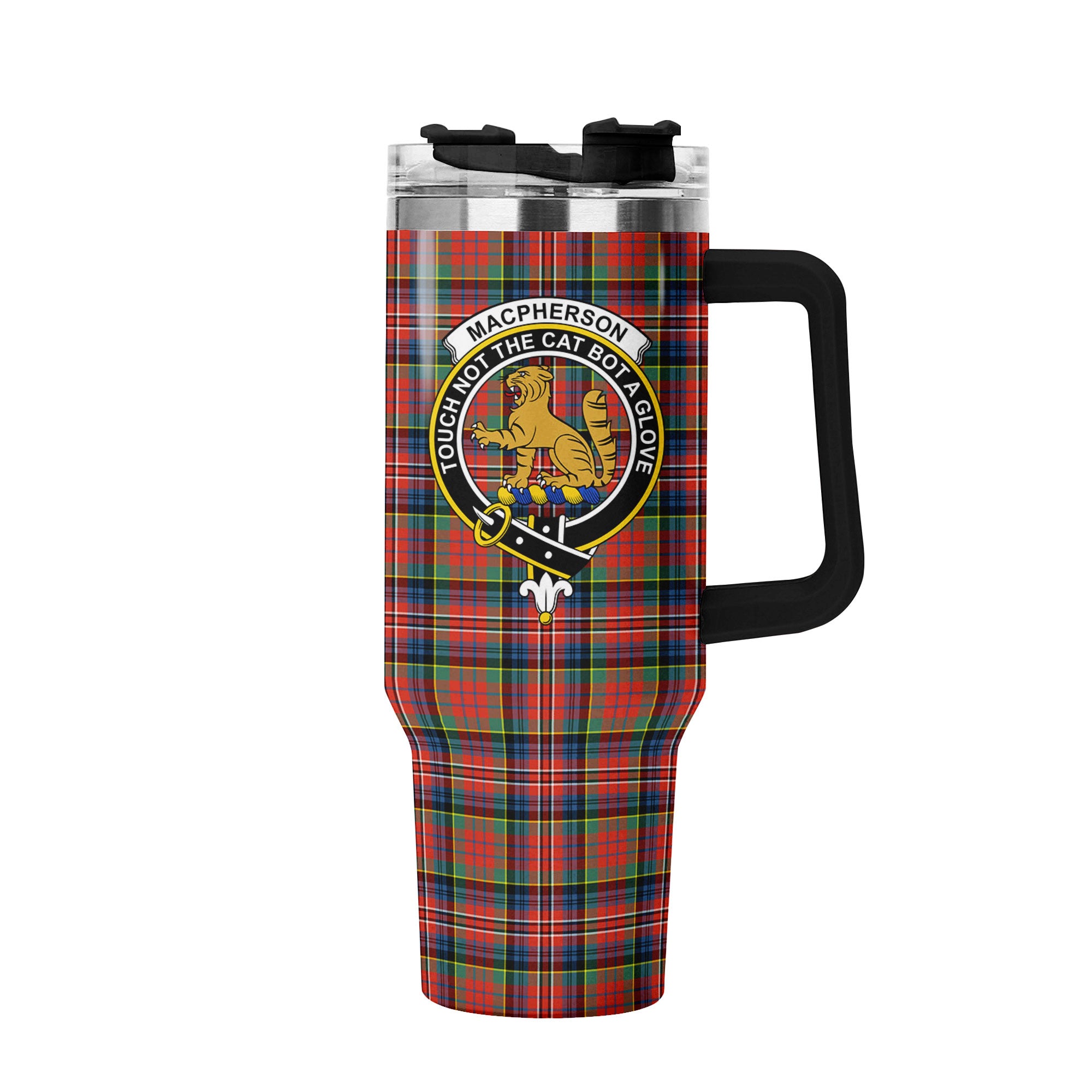 MacPherson Ancient Tartan Crest 40 oz Insulated Tumbler with Handle
