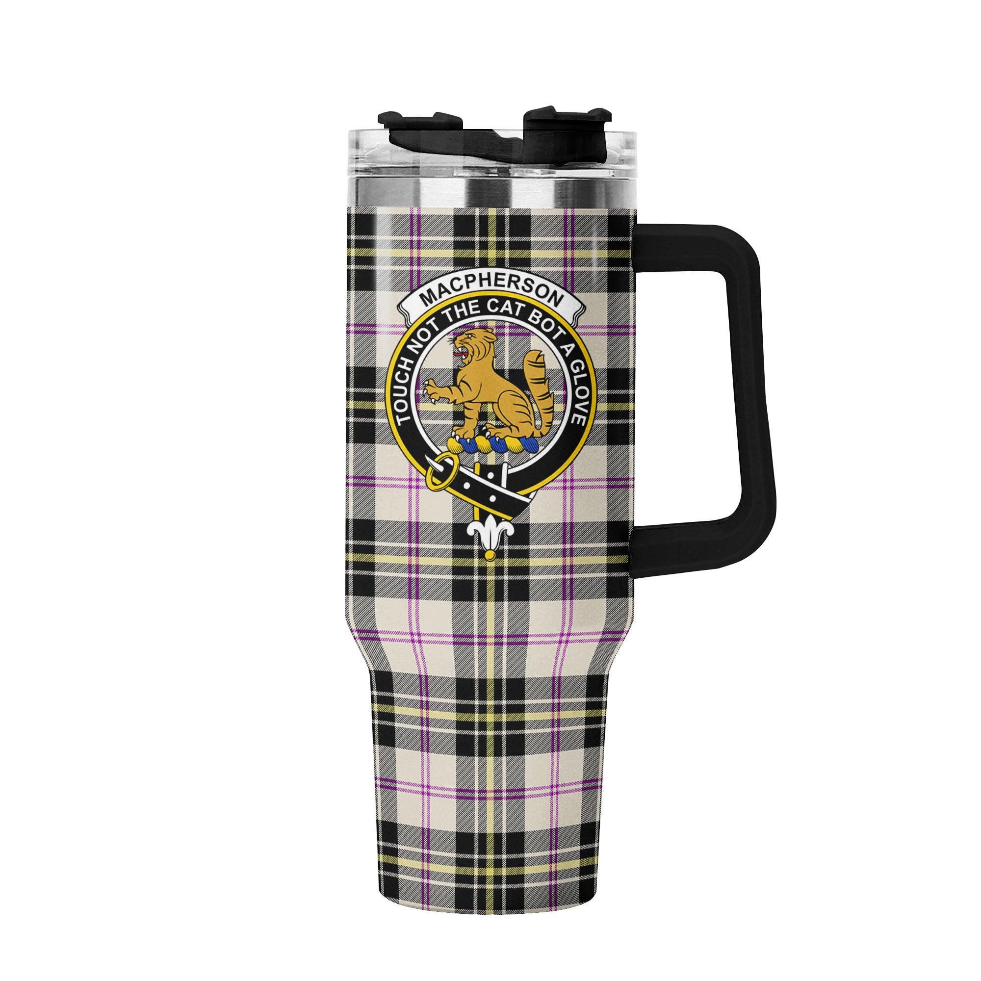MacPherson Dress Ancient Tartan Crest 40 oz Insulated Tumbler with Handle