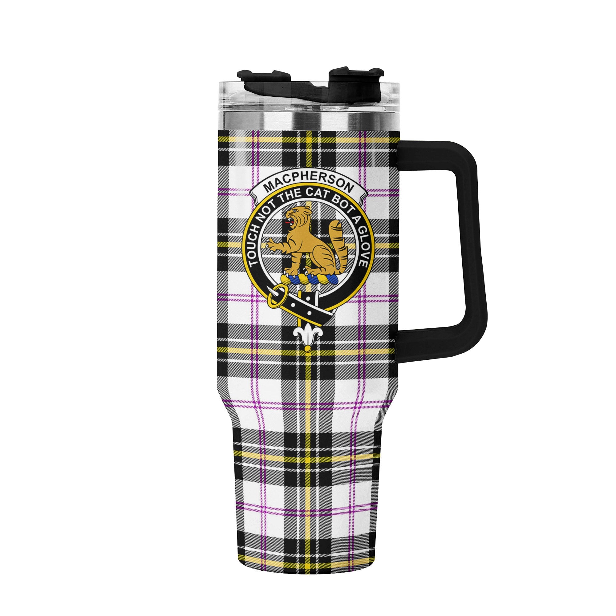 MacPherson Dress Modern Tartan Crest 40 oz Insulated Tumbler with Handle