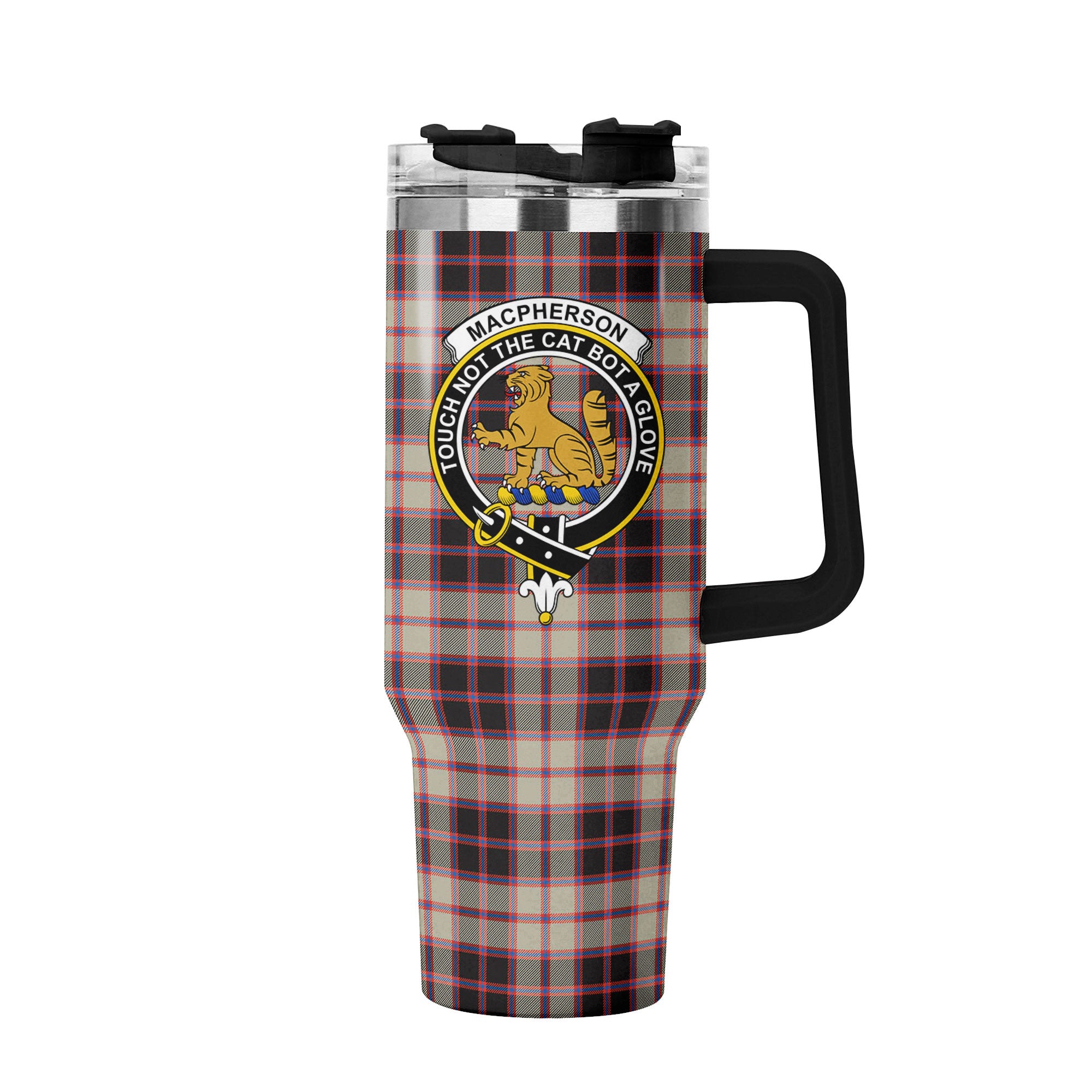 MacPherson Hunting Ancient Tartan Crest 40 oz Insulated Tumbler with Handle