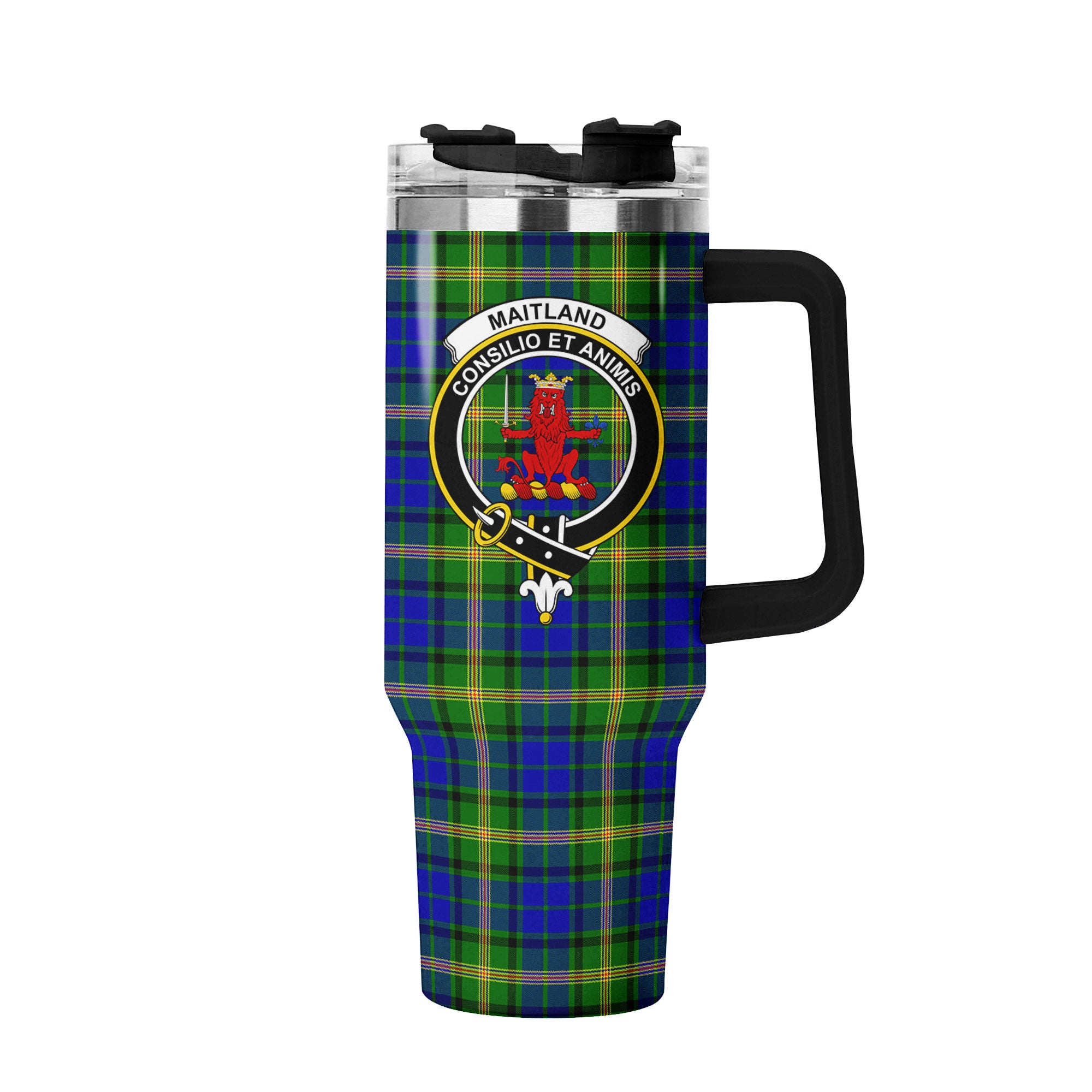 Maitland Tartan Crest 40 oz Insulated Tumbler with Handle