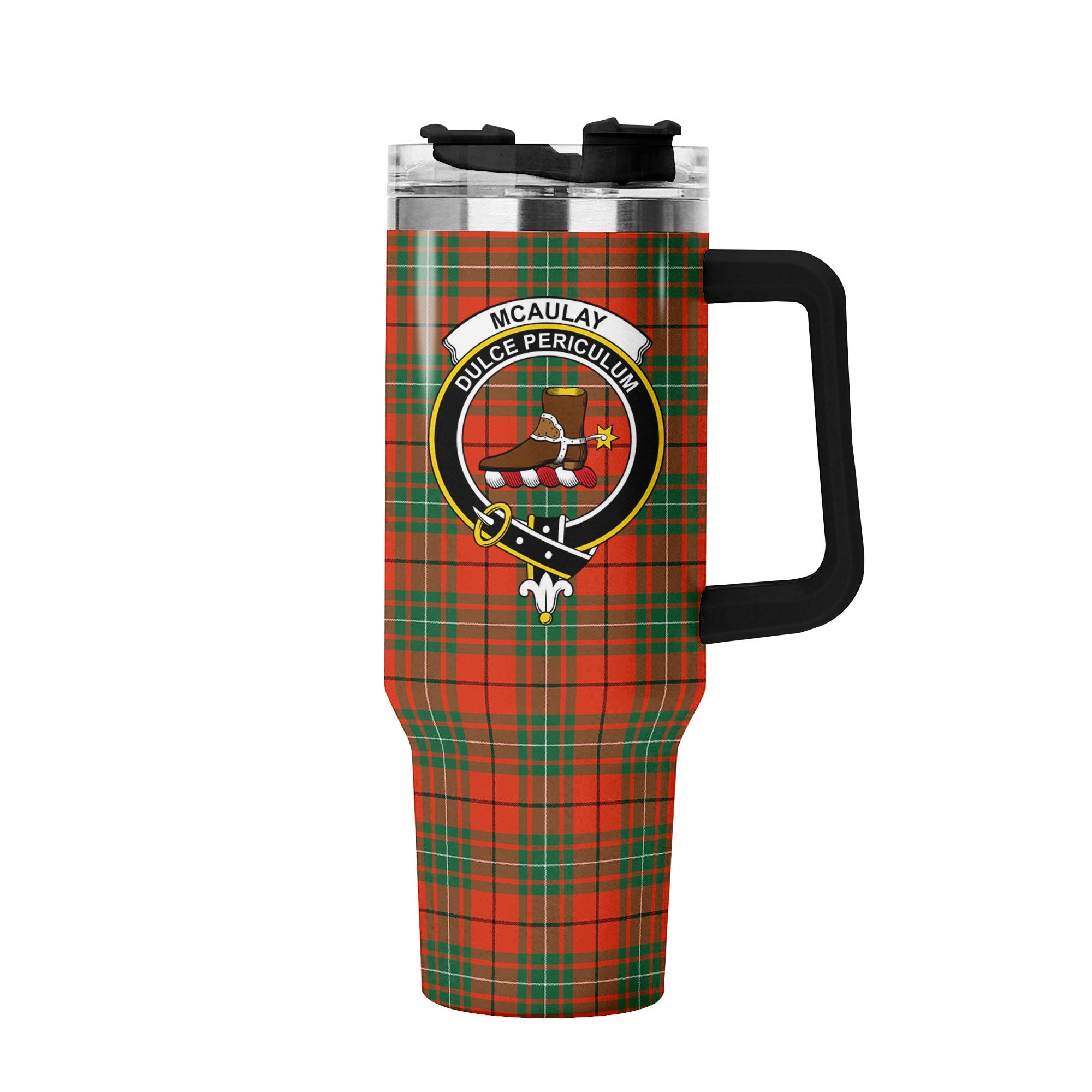McAulay Ancient Tartan Crest 40 oz Insulated Tumbler with Handle