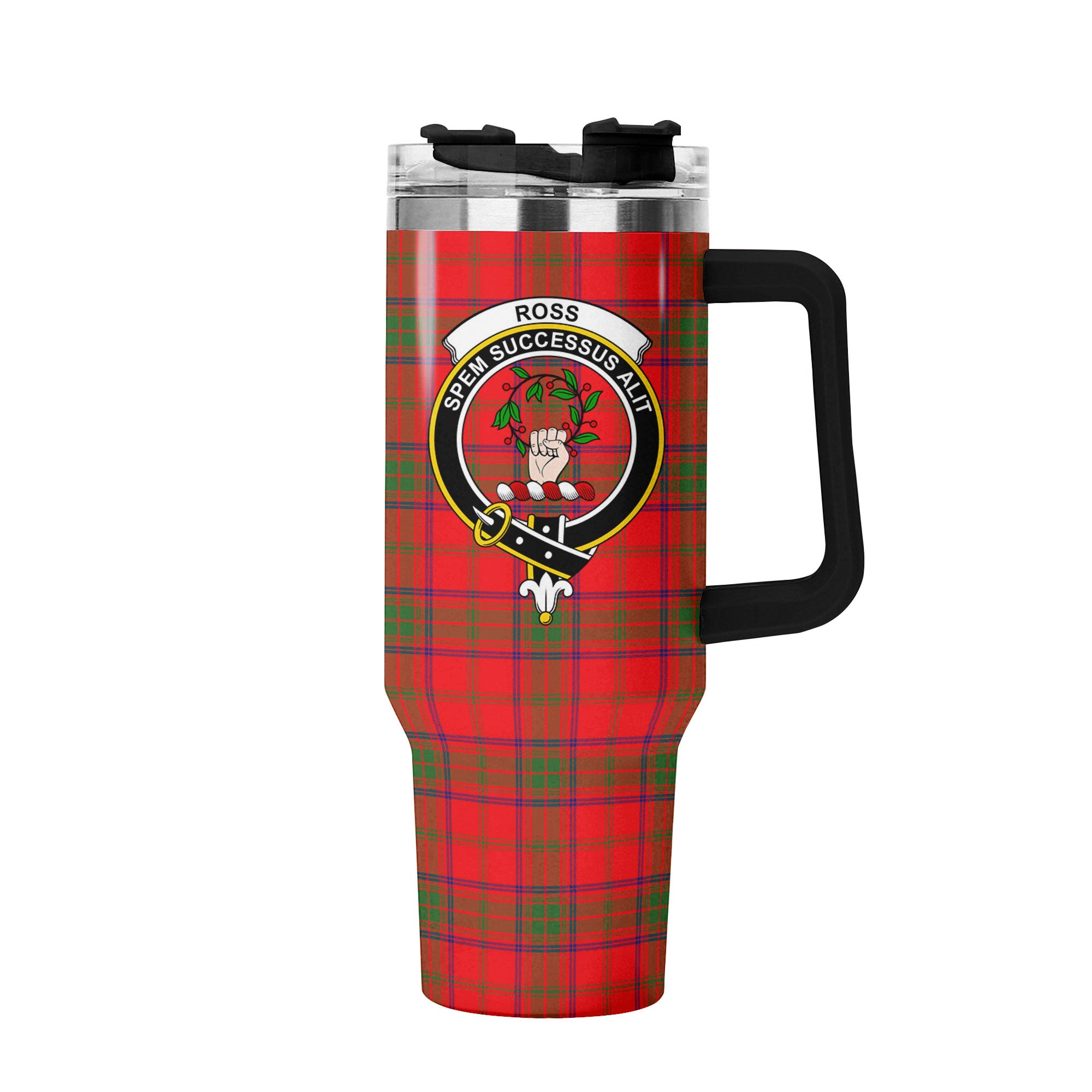 Ross Modern Tartan Crest 40 oz Insulated Tumbler with Handle