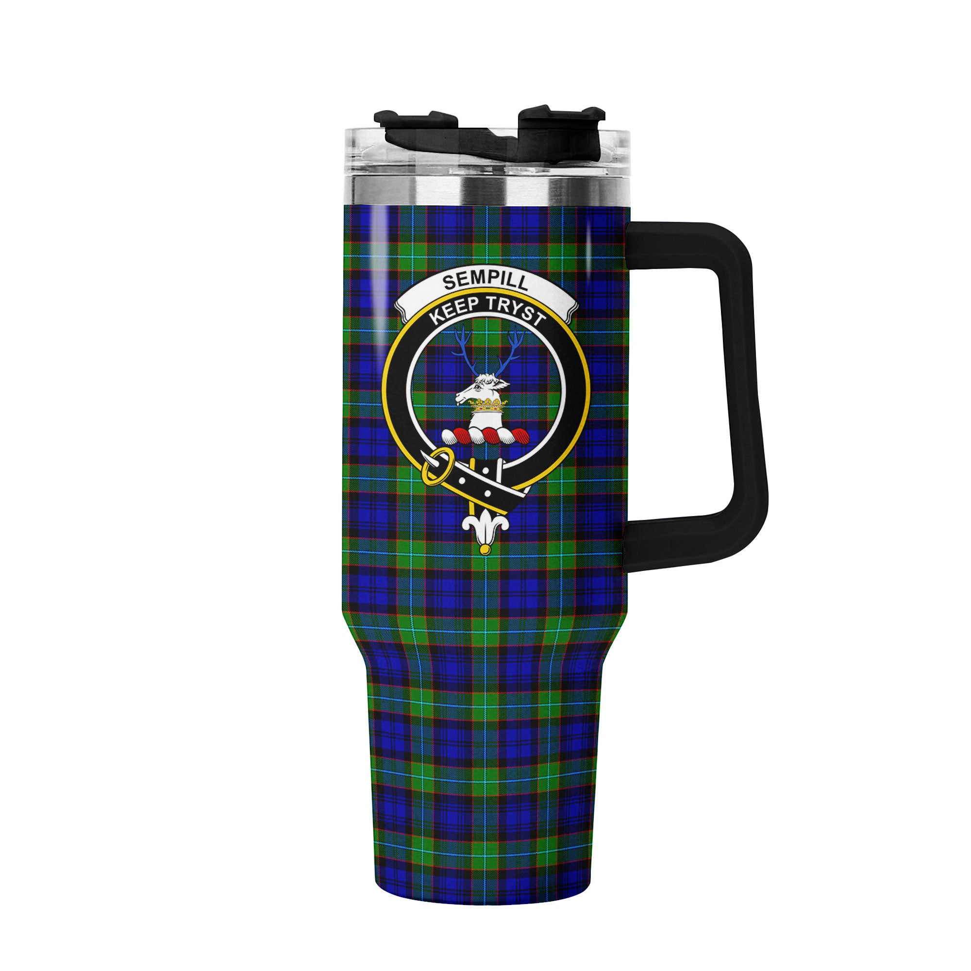 Sempill Modern Tartan Crest 40 oz Insulated Tumbler with Handle
