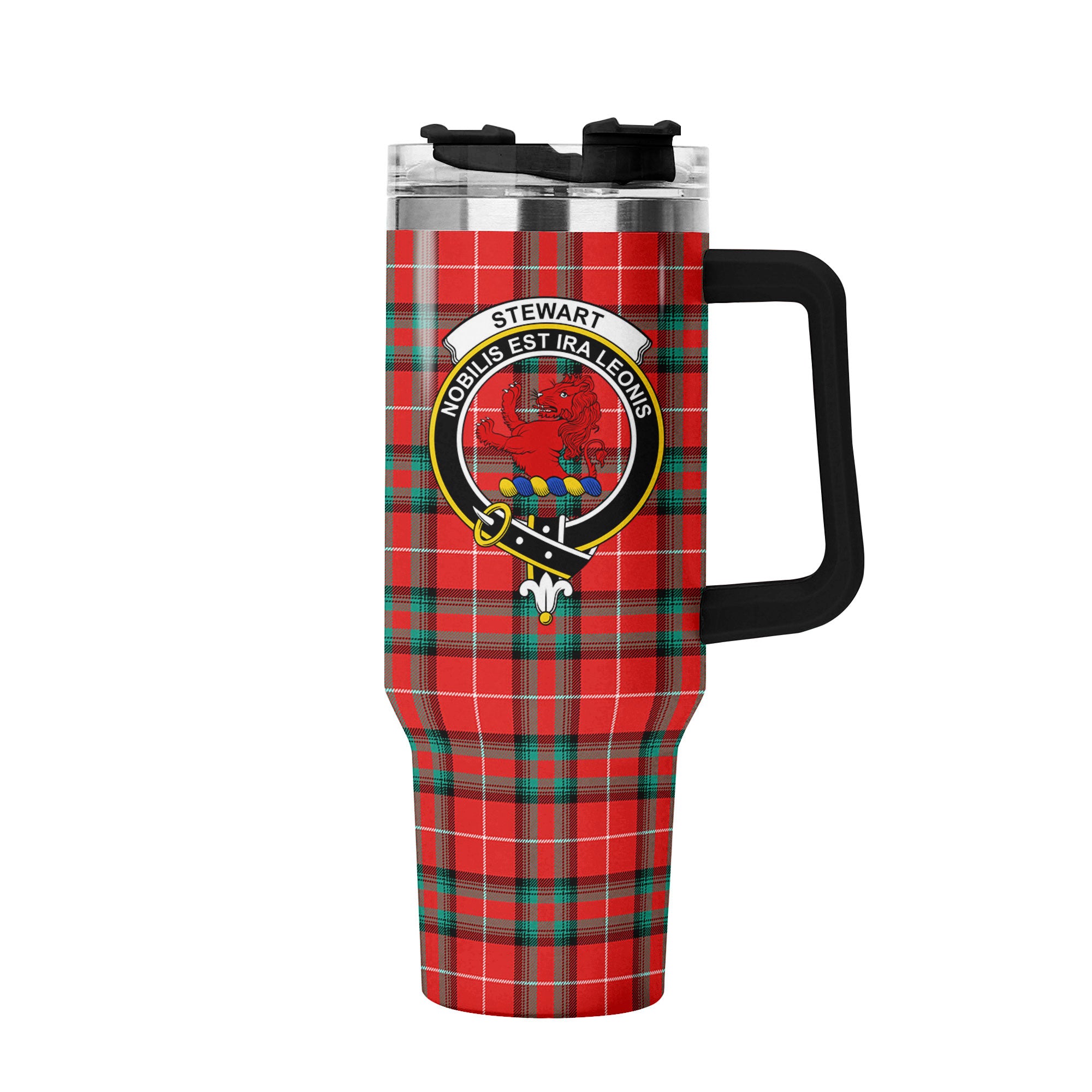 Stewart (Stuart) of Bute Tartan Crest 40 oz Insulated Tumbler with Handle