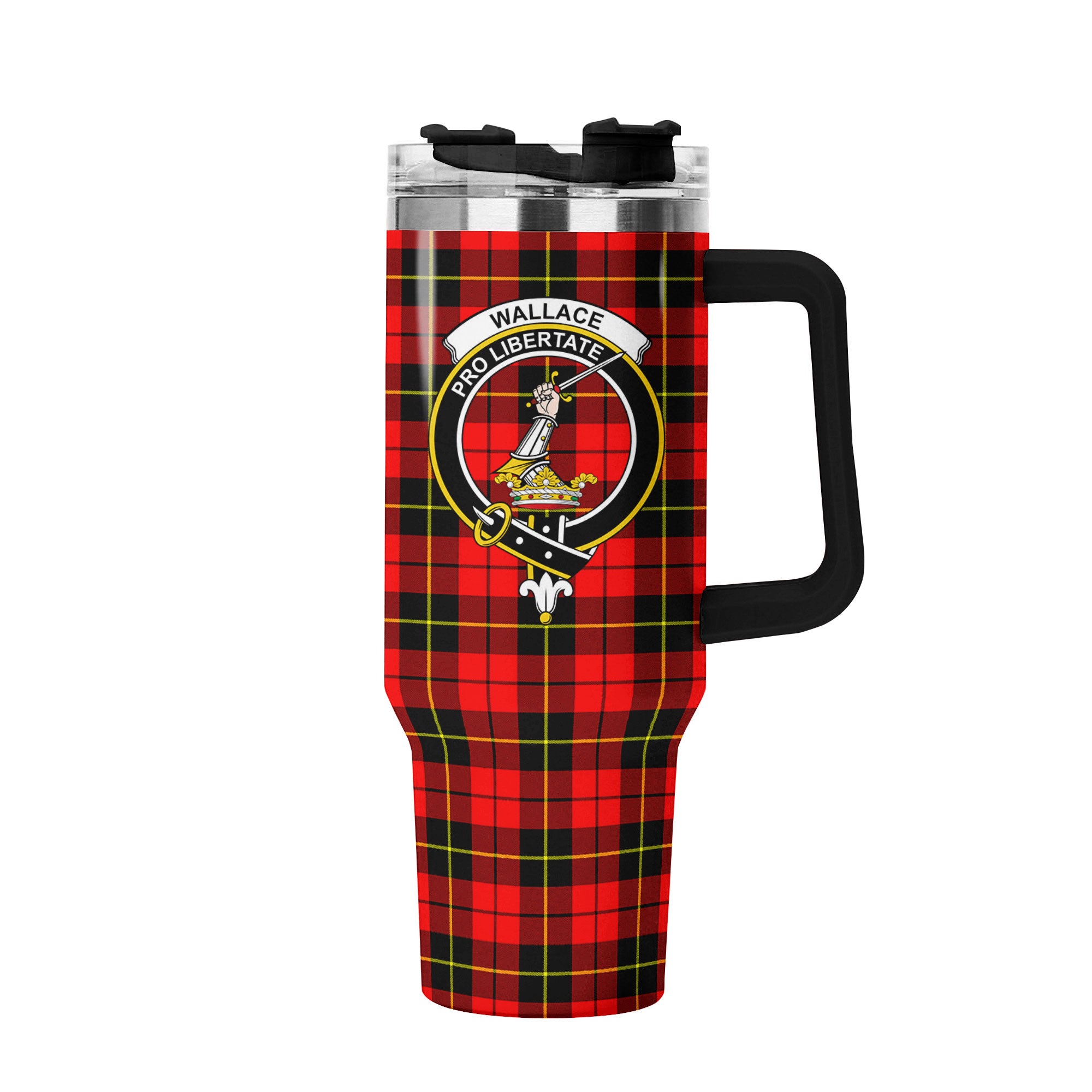 Wallace Hunting Red Tartan Crest 40 oz Insulated Tumbler with Handle