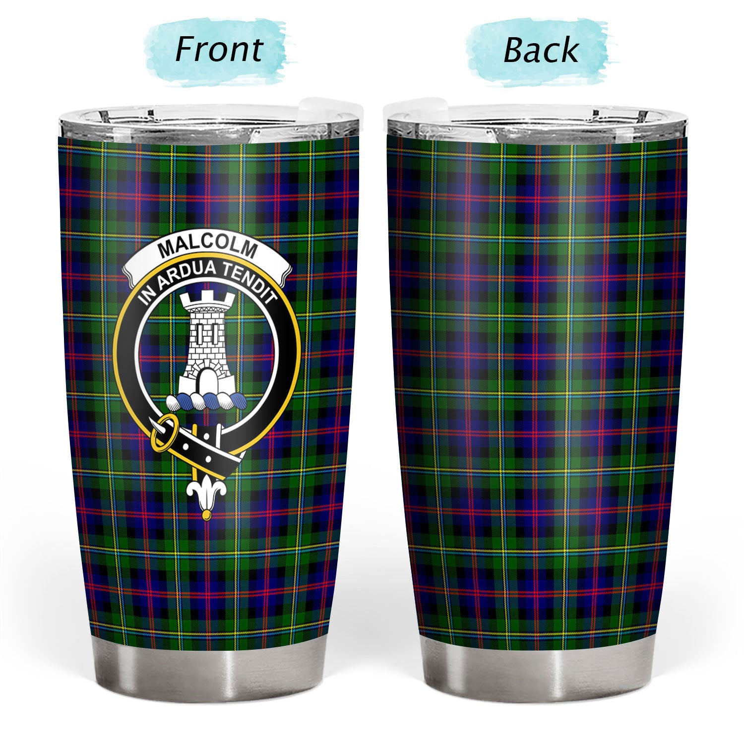 Malcolm (or MacCallum) Tartan Crest Tumbler