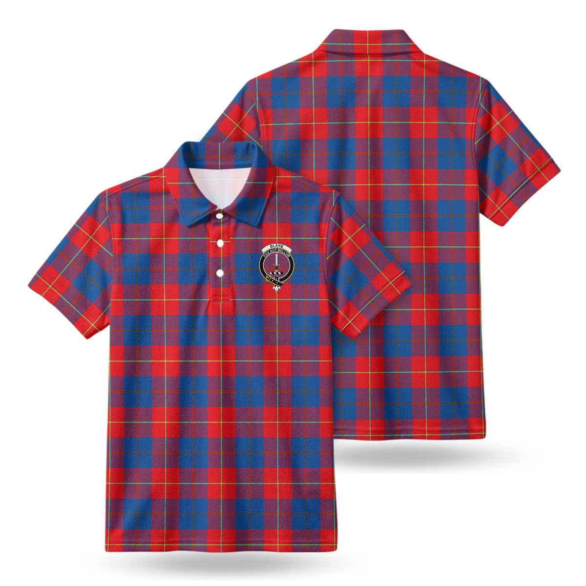 Blane Tartan Crest Birdseye Mesh Polo Shirt