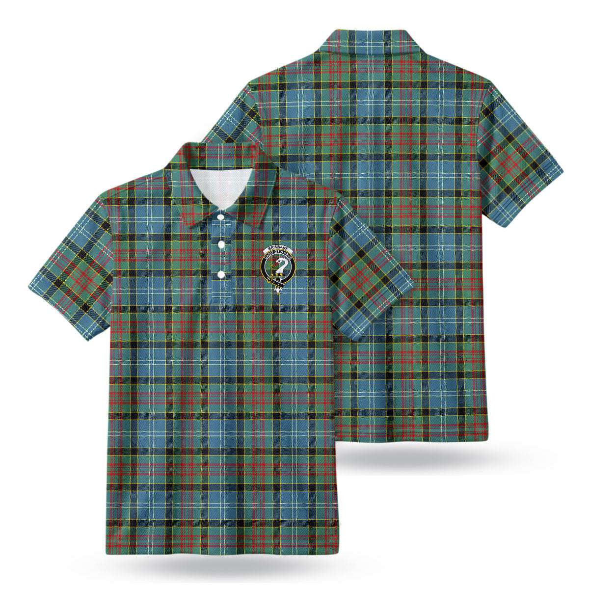 Brisbane Tartan Crest Birdseye Mesh Polo Shirt