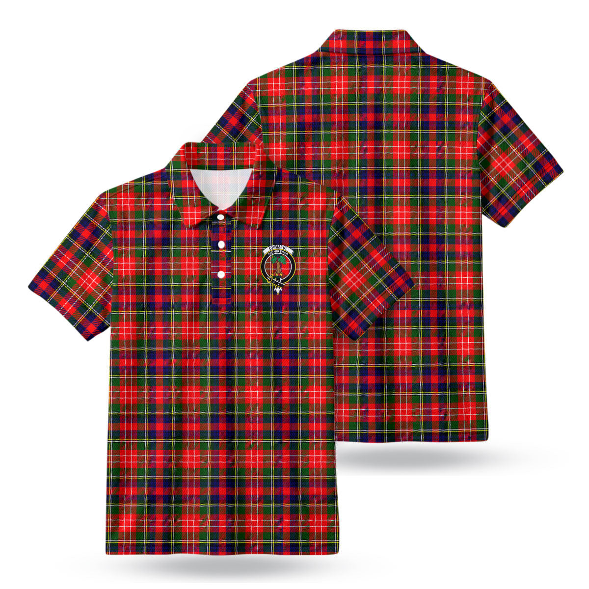 Christie Tartan Crest Birdseye Mesh Polo Shirt